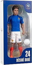 Megableu - Figurine FFF Désiré Doué N°24-20 cm - Grande Figurine Foot Réaliste & Articulée 10 Points – Licence Officielle Équipe de France – Jouet Football avec Ballon – Idée Cadeau Fan Bleus
