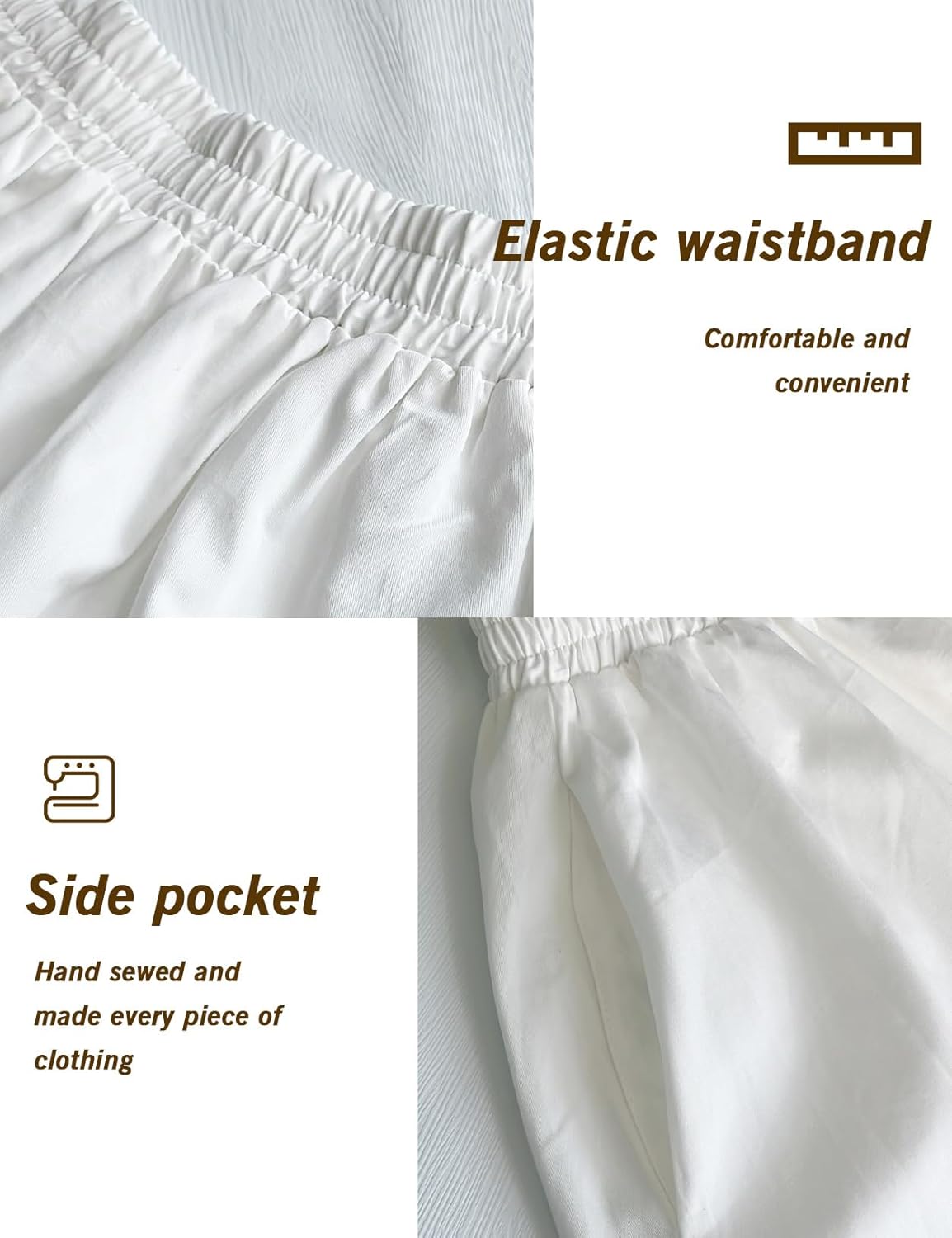 100% Cotton Women Skirt High Elastic Waist A-Line Vintage Puffy Pleated Skirt with 2 Pockets - Image 4