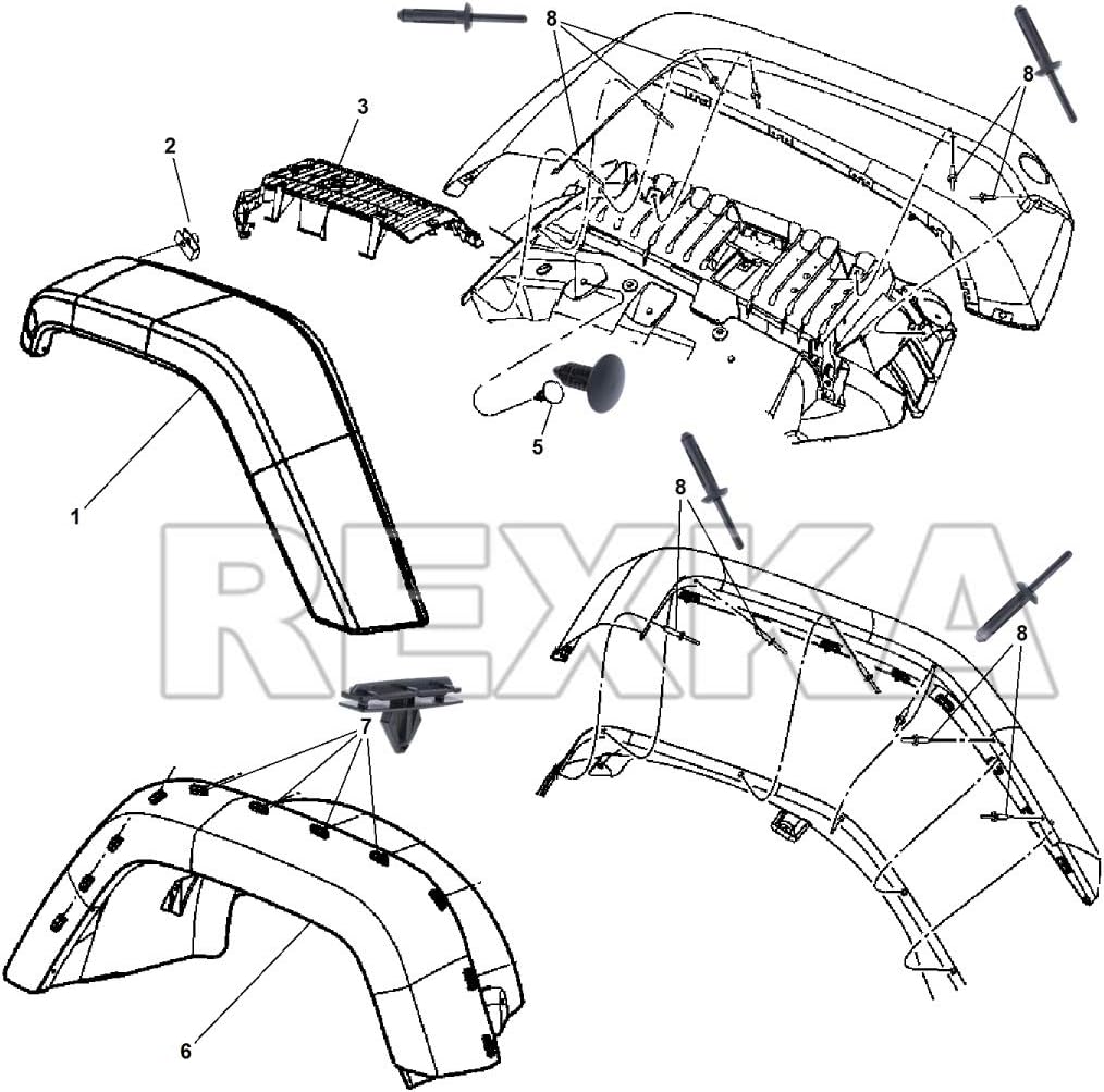 Kit 20 Clip E Rivetti Per Parafango E Griglia – Compatibile Con Jeep Wrangler JK (2007-2018) E Altri – Sostituzione OE 68039280AA - 2