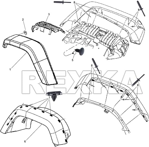 Vista 3 de Rexka Kit de accesorios para guardabarros para Jeep Wrangler JK y Unlimited JK 68039280AA 6030441 6506007AA 2007-2018 (paquete de 45)