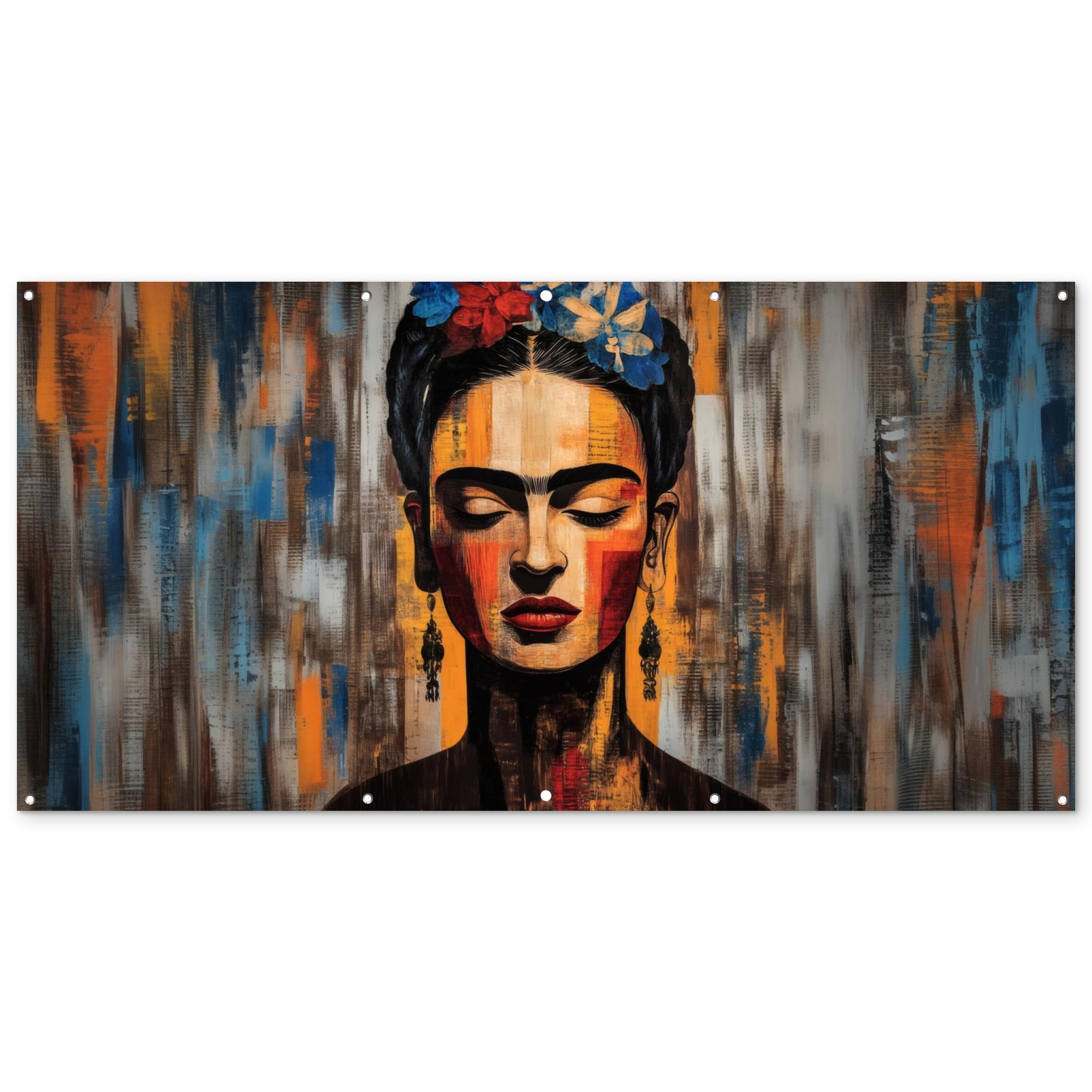 MuchoWow© Garden Poster 78"x39" / 200x100 cm Wall Decor Posters Balcony Accessories Outdoor Decorations Gardens Outside Art Decoration Portrait - Woman - Flowers