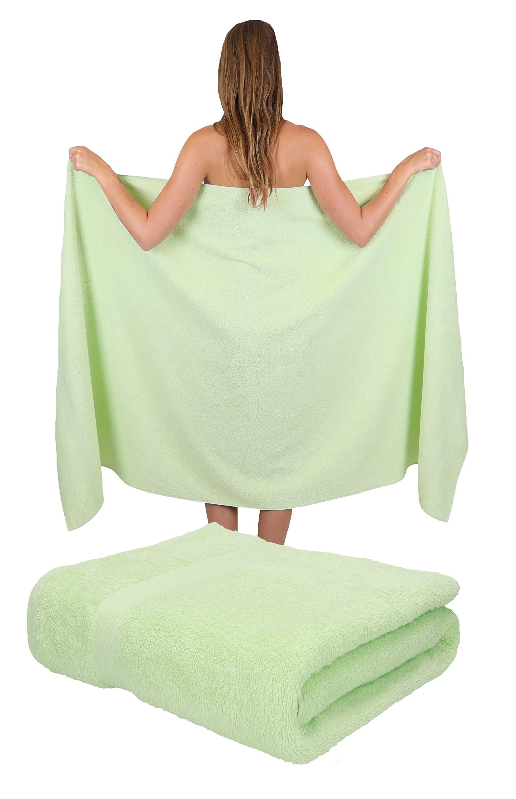 Serviette de bain XXL verte en coton fini les serviettes trop petites