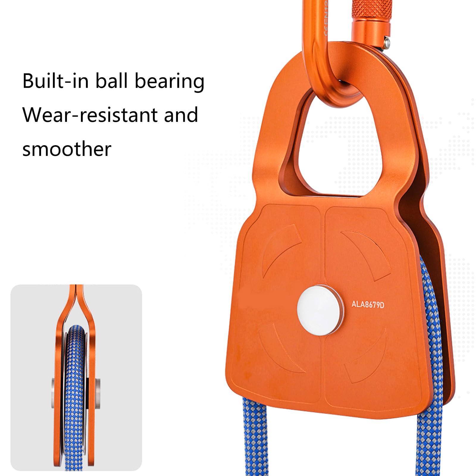 Pulleys Heavy Type Aluminum Alloys with Side Plate 360 Degree Swivels Pulleys for Mountaineering Construction Load Movemen Rusts Resistant Climbing Equipment