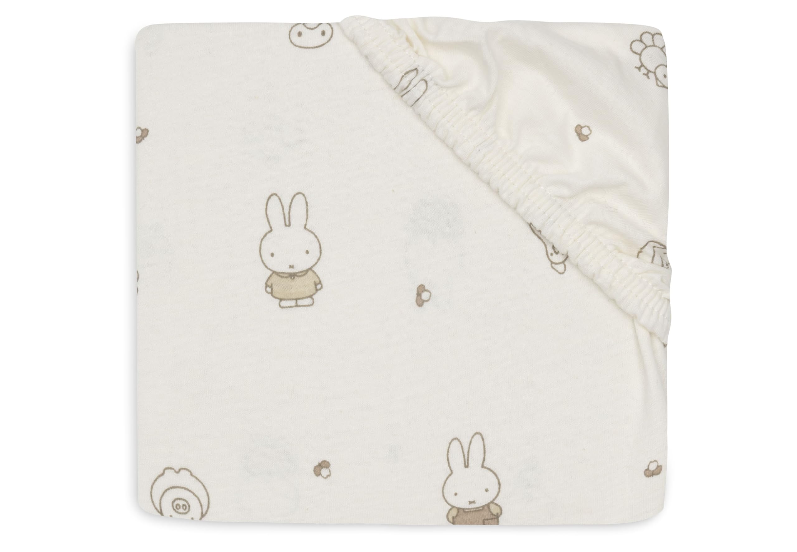 Jollein Miffy Family Farm Jersey Fitted Sheet - For Cot - 60X120cm - Cotton Fitted Sheet - Oeko-Tex Certified