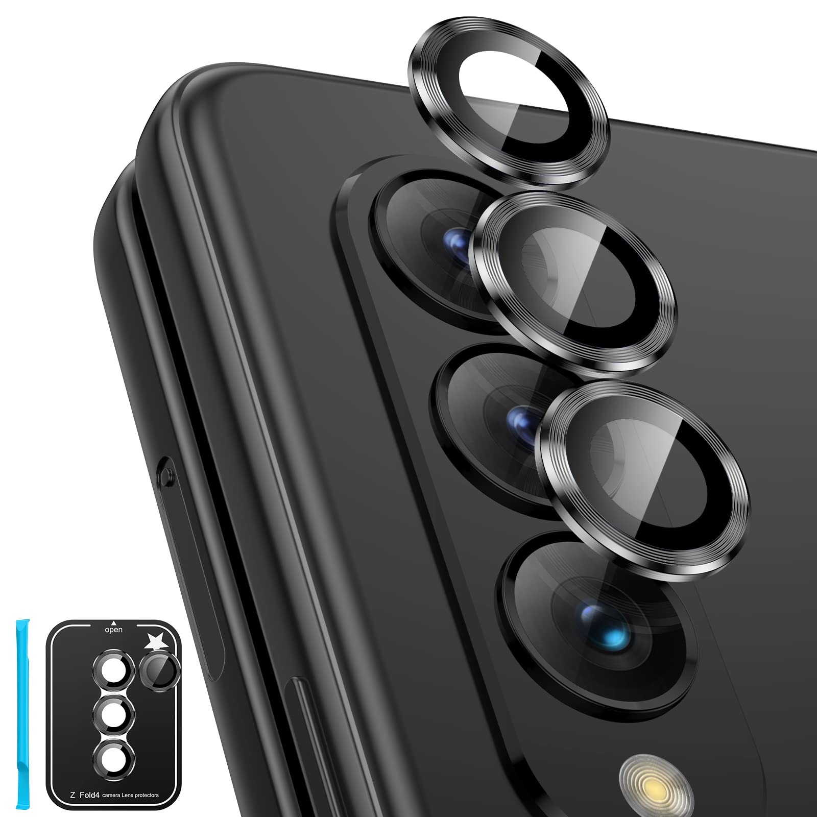 Photo 1 of 6pk- Goton [3+1] for Samsung Galaxy Z Fold 4, Z Fold 4 Camera Lens Protector, Anti Scrach HD Tempered Glass Camera Cover Screen Protector Film for Galaxy Z Fold 4 2022 Black