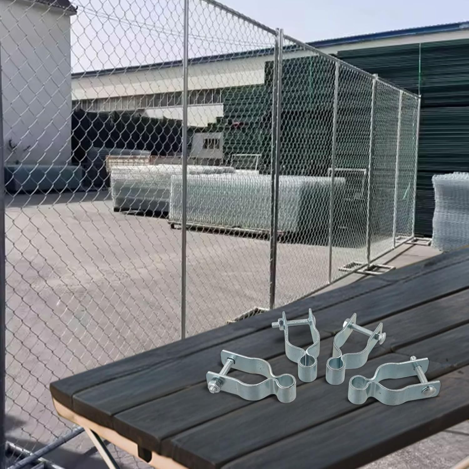 Galvanized Steel Female Post Hinges 4 Pcs for Chain Link Fence Gate 5/8'' Pintle with Bolts and Nuts Designed for 1 3/8'' Fence Posts