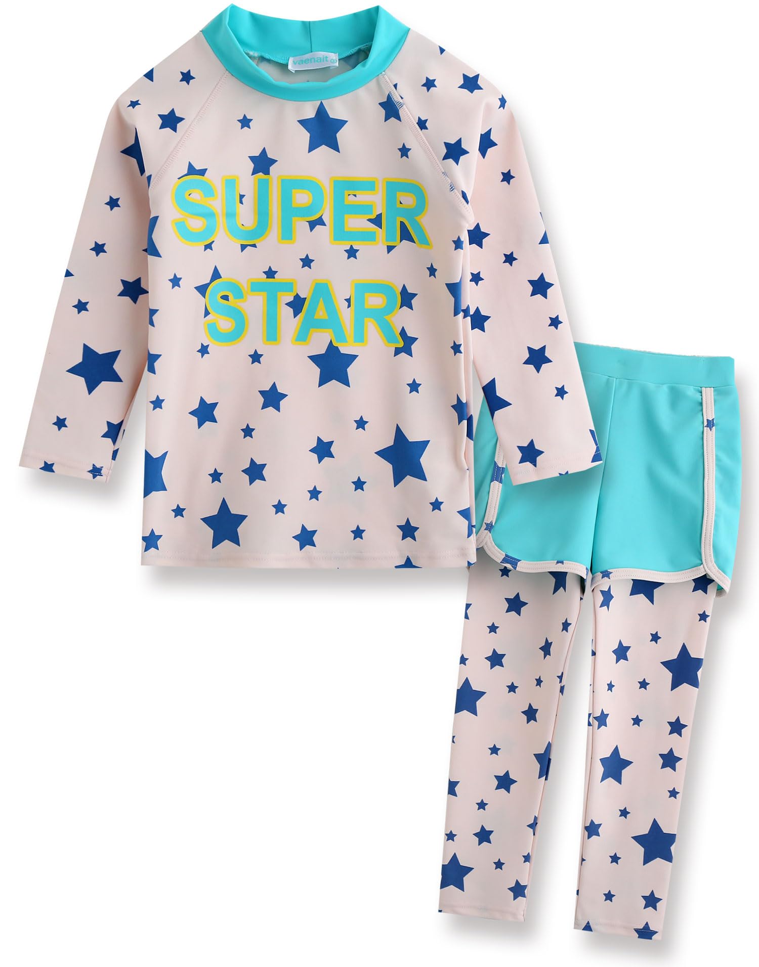 VAENAIT BABY Girls Rash Guard Swimsuit UPF 50+ Long Sleeve Toddler Bathing Suit Ribbon Stawberry Floral Fruit for 2~8Years