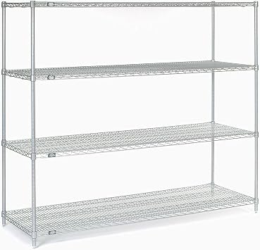 Nexel Wire Shelving, Poly-Z-Brite, 54 W x 21 D x 63 H