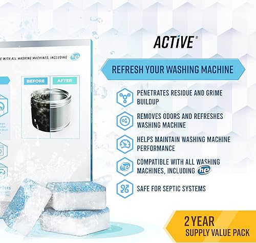 Miniatura 2 de Limpiador de lavadora descalcificador, paquete de 48 unidades  Tabletas de limpieza profunda de tamaño económico para cargador frontal y lavadora de