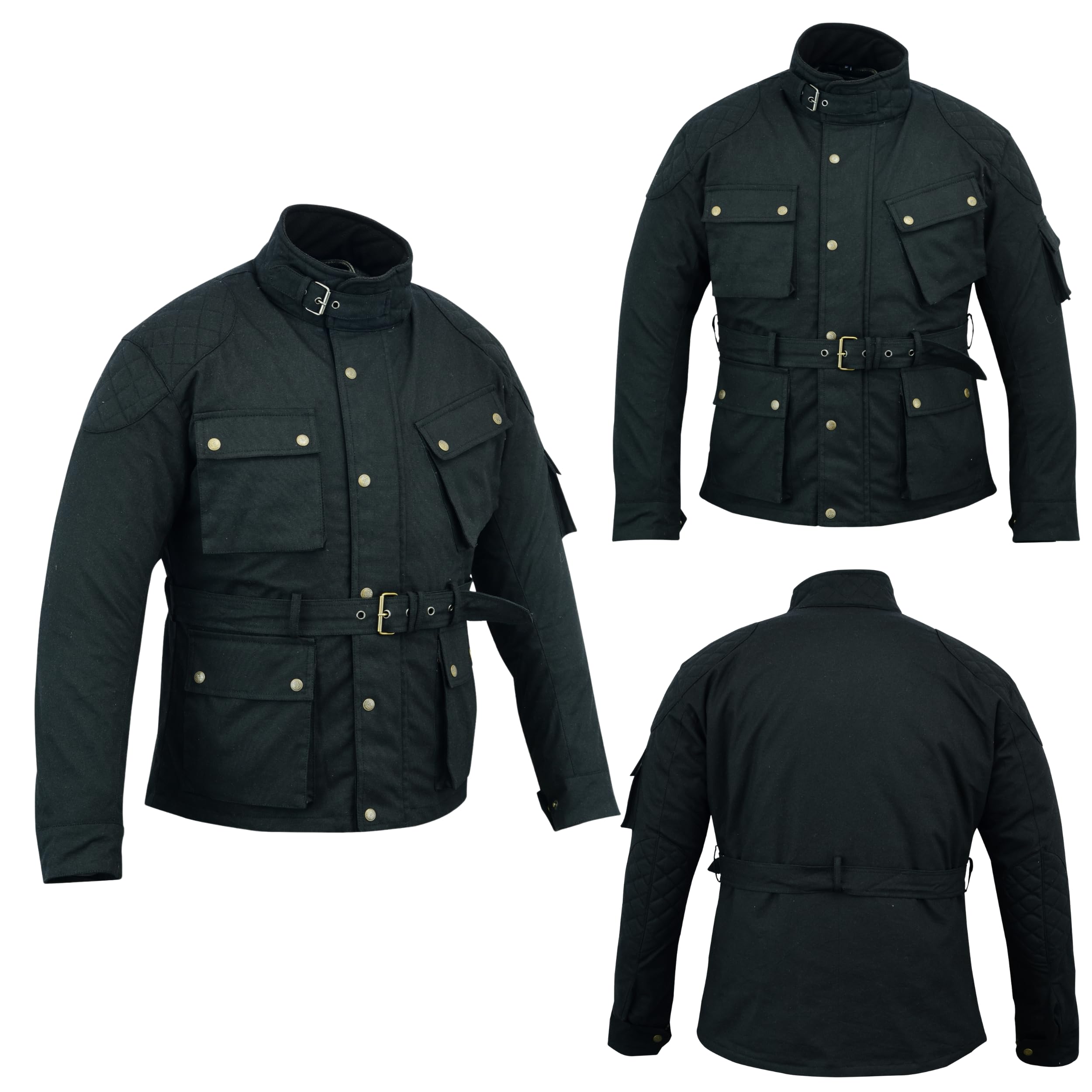 Veste de moto en coton ciré pour homme, veste de moto doublée en nylon imperméable, manteau d'hiver en textile blindé pour motard, vêtements d'équitation et de voyage