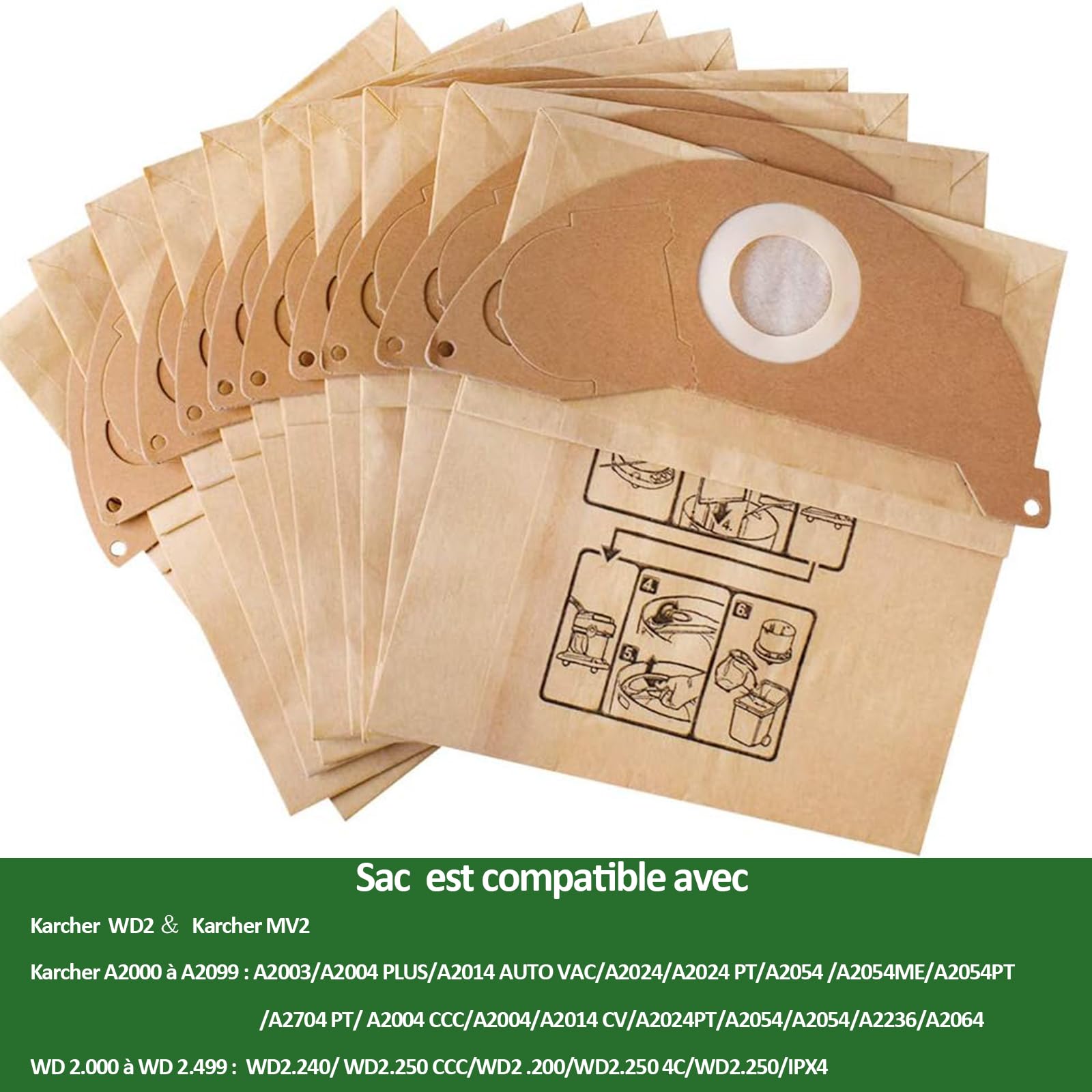 20 pezzi Sacchetti per aspirapolvere per Karcher WD2 - Sacchetti filtro in carta - Aspirapolvere per WD2 MV2 A2004 A2054 A2099 | Leroy Merlin