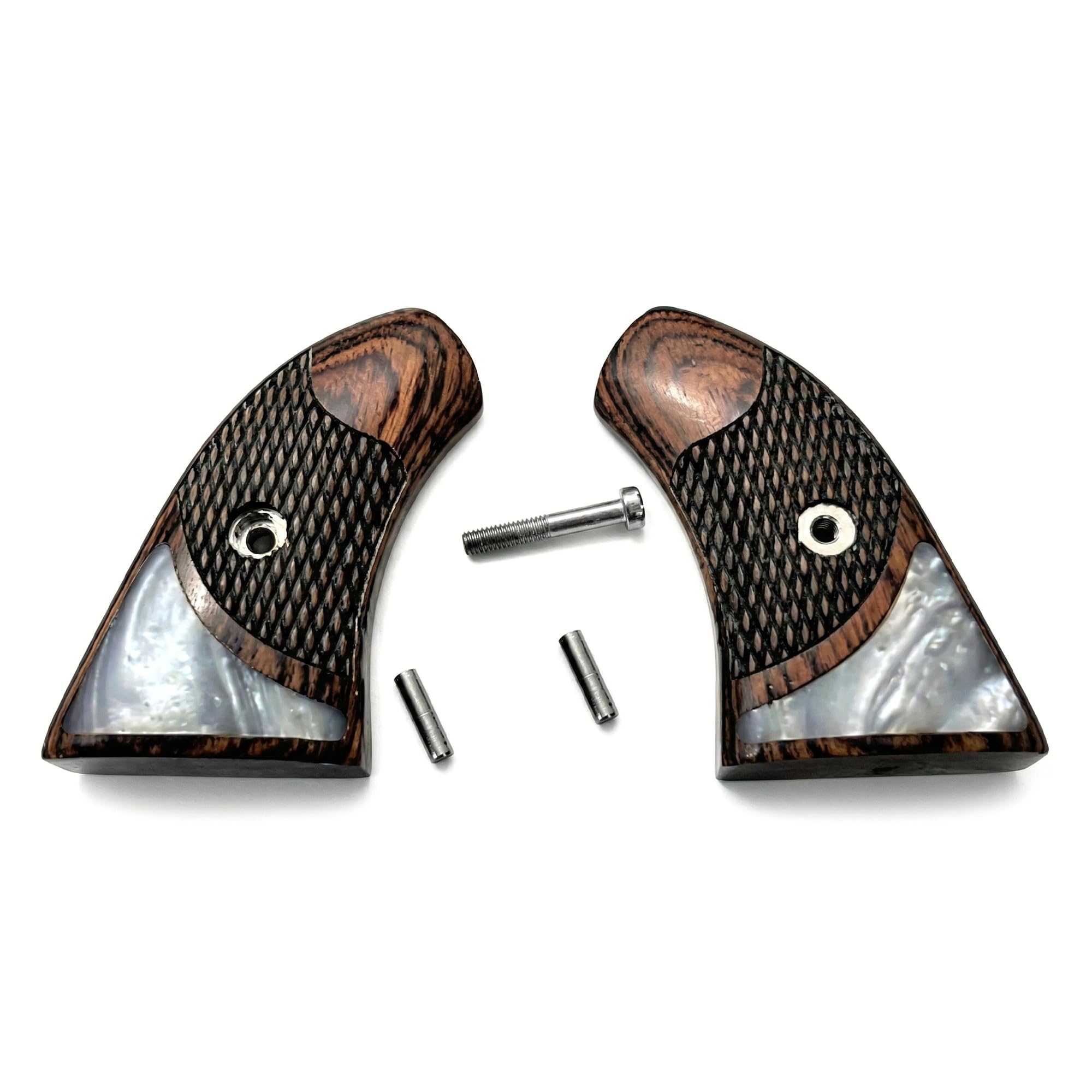 Replacement Grips for NAA North American Arms Boot Size Rosewood Checkered &Pearl - Screws & Stud Included