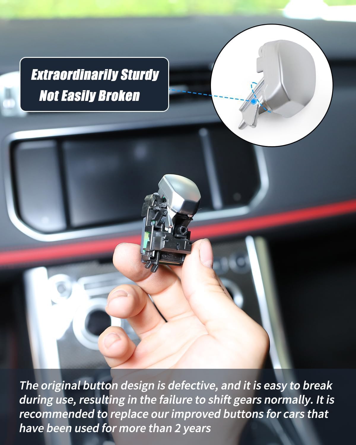 2PCS Gear Shift Button Cover Gear Shift Knob Lever Parking Button Trim Lid Compatible with Land Rover Range Rover Sport 2014-2022 Replacement Parts# LR117072 LR086213