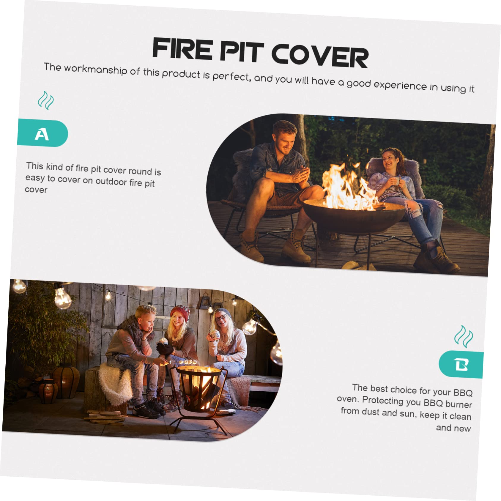 Parliky 420d Polyester Chiminea Cover Round Fire Pit Cover Outdoor Weatherproof