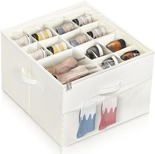 Organizador de almacenamiento de zapatos para armario para 16 pares, contenedores de almacenamiento plegables con cubierta transparente y divisores