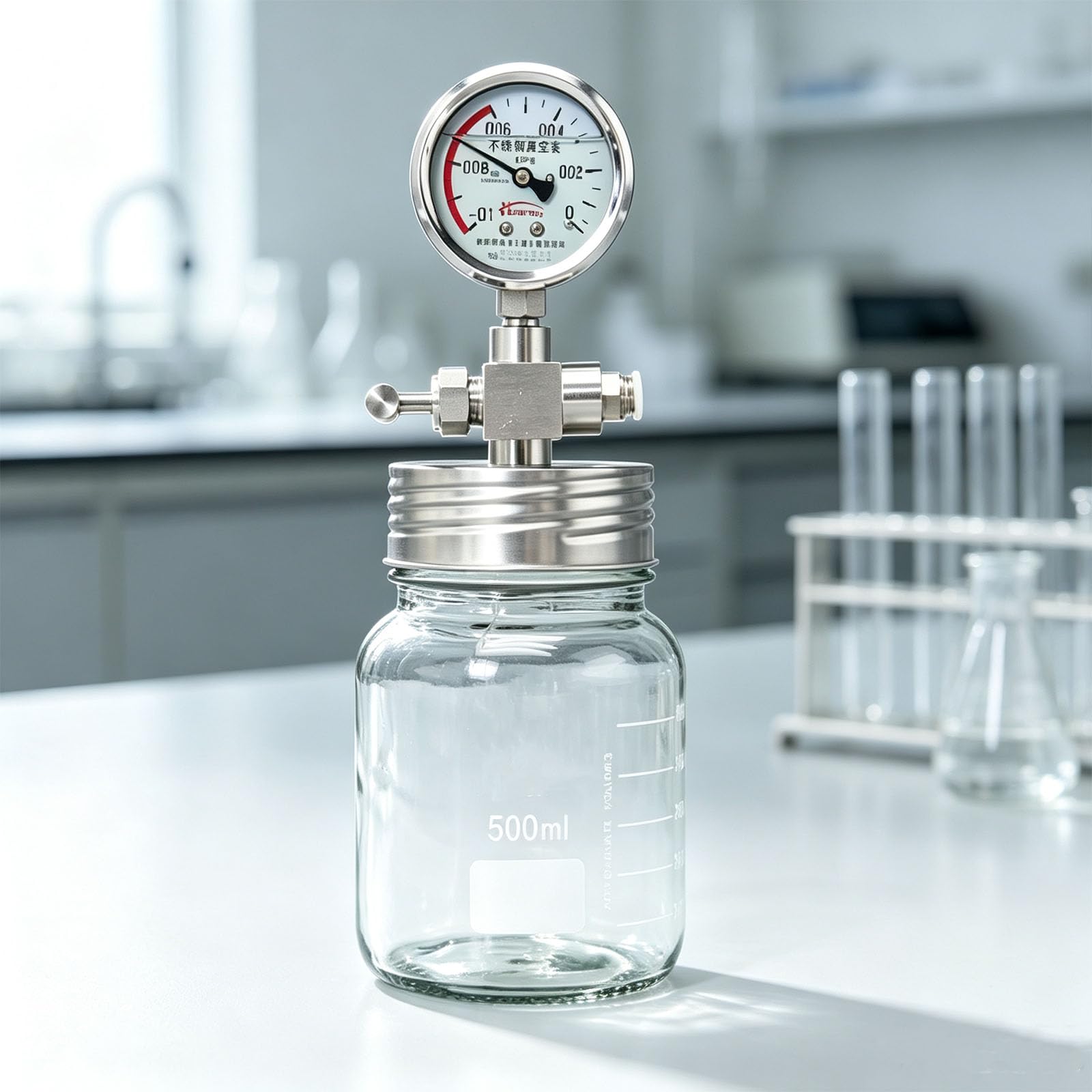 Camera A Vuoto In Vetro, Camera Di Degassamento Sottovuoto Con Manometro, Materiale In Vetro, Facile Da Usare, Per La Conservazione Di Campioni Di Laboratorio, Stoccaggio Di Campioni 500ml
