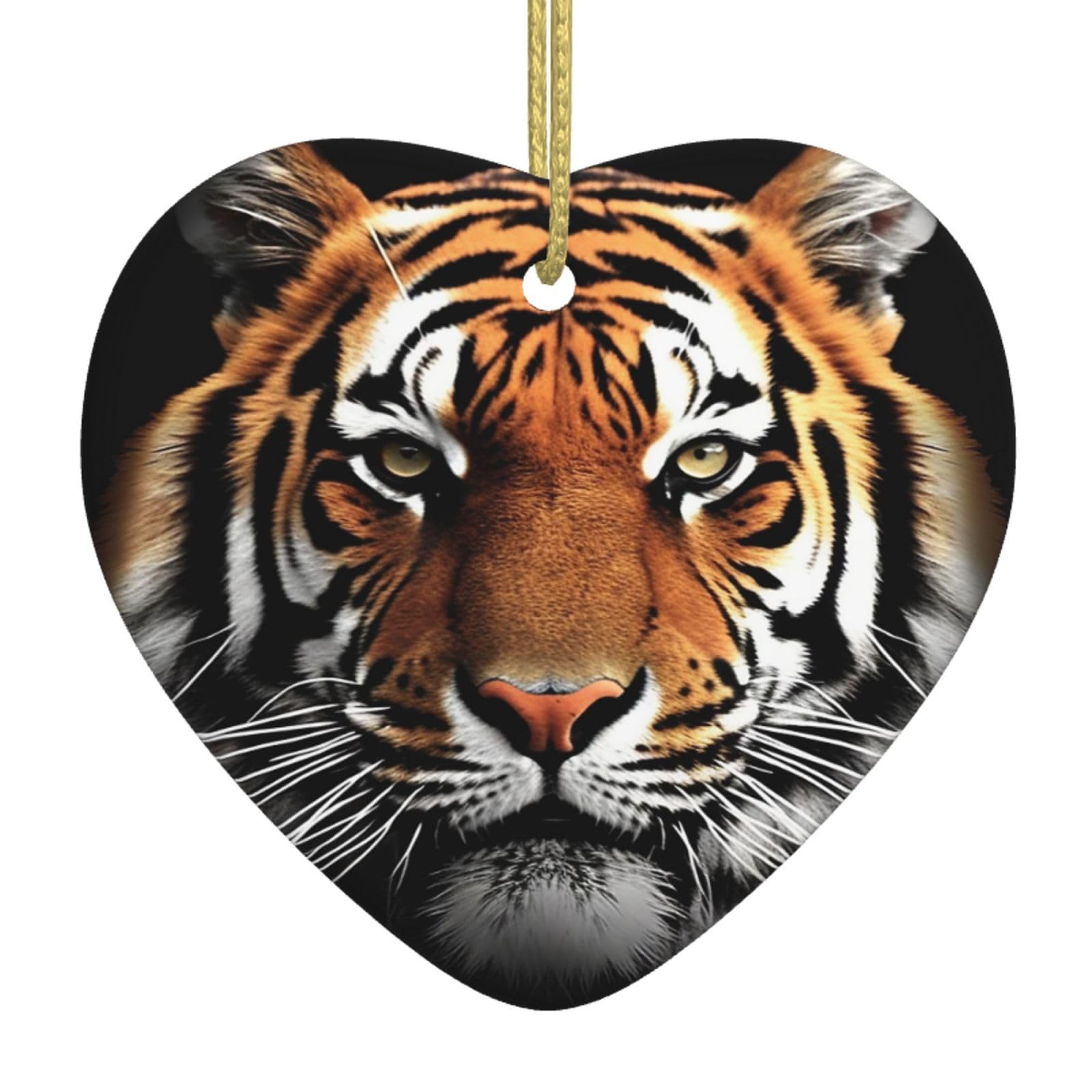 Fodpand Women's White Tiger Face Christmas Ornaments 2025, Gift Exchange For Men, Collectible Ceramic Ornament Heart Hanging Ornaments For Christmas Tree Decoration