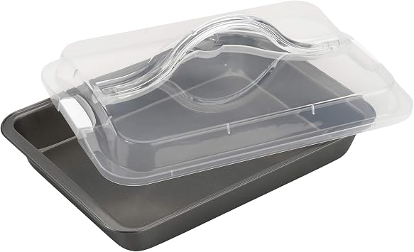 GoodCook Everyday Nonstick Steel Bake-N-Take Oblong Pan, 9 x 13 Inch with Lid, Gray