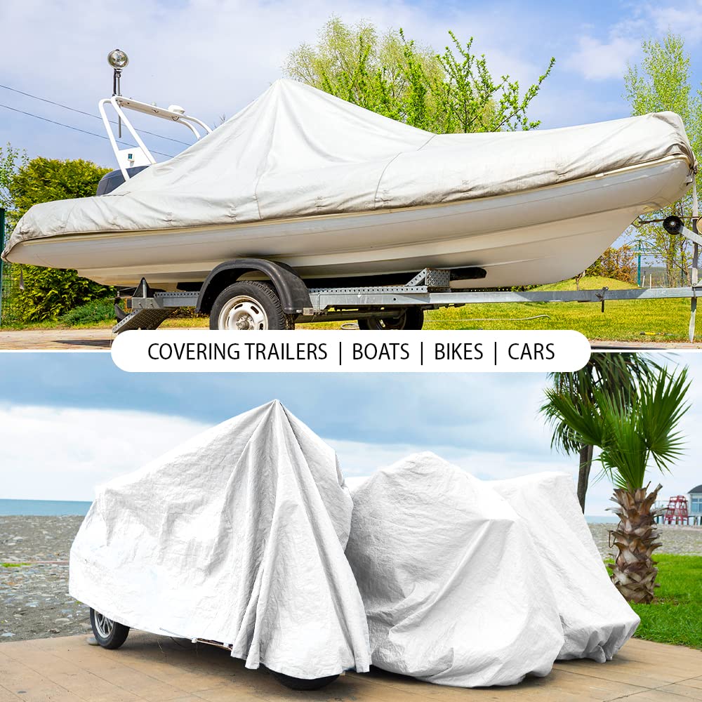 ANSIO Bâche imperméable et résistante 260 g/m² Blanc 3 x 4 m