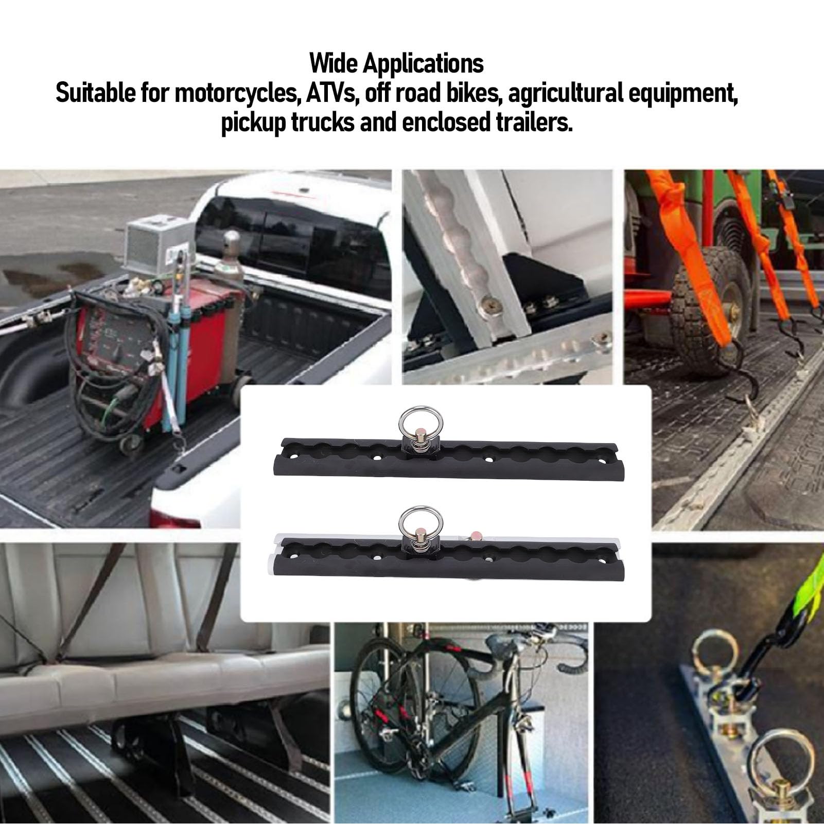 Generic L-Schienen-Zurrsystem, 304 Mm Aluminium-L-Schiene, 8 O-Ring-Anschlüsse, Schienensystem mit Sicherem Sitz, Ideal für Motorräder, Geländefahrzeuge, Dirtbikes, Pickup-Trucks, Geschlossene (BLACK)