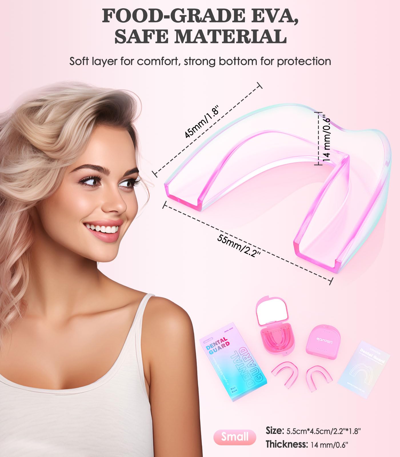 Confezione Da 4 Dentali Modellabili per la Notte, Paradenti Piccoli Studiati Per Le Donne, Custodia Ventilata per la Protezione Denti con Specchio d'Ingrandimento 5X