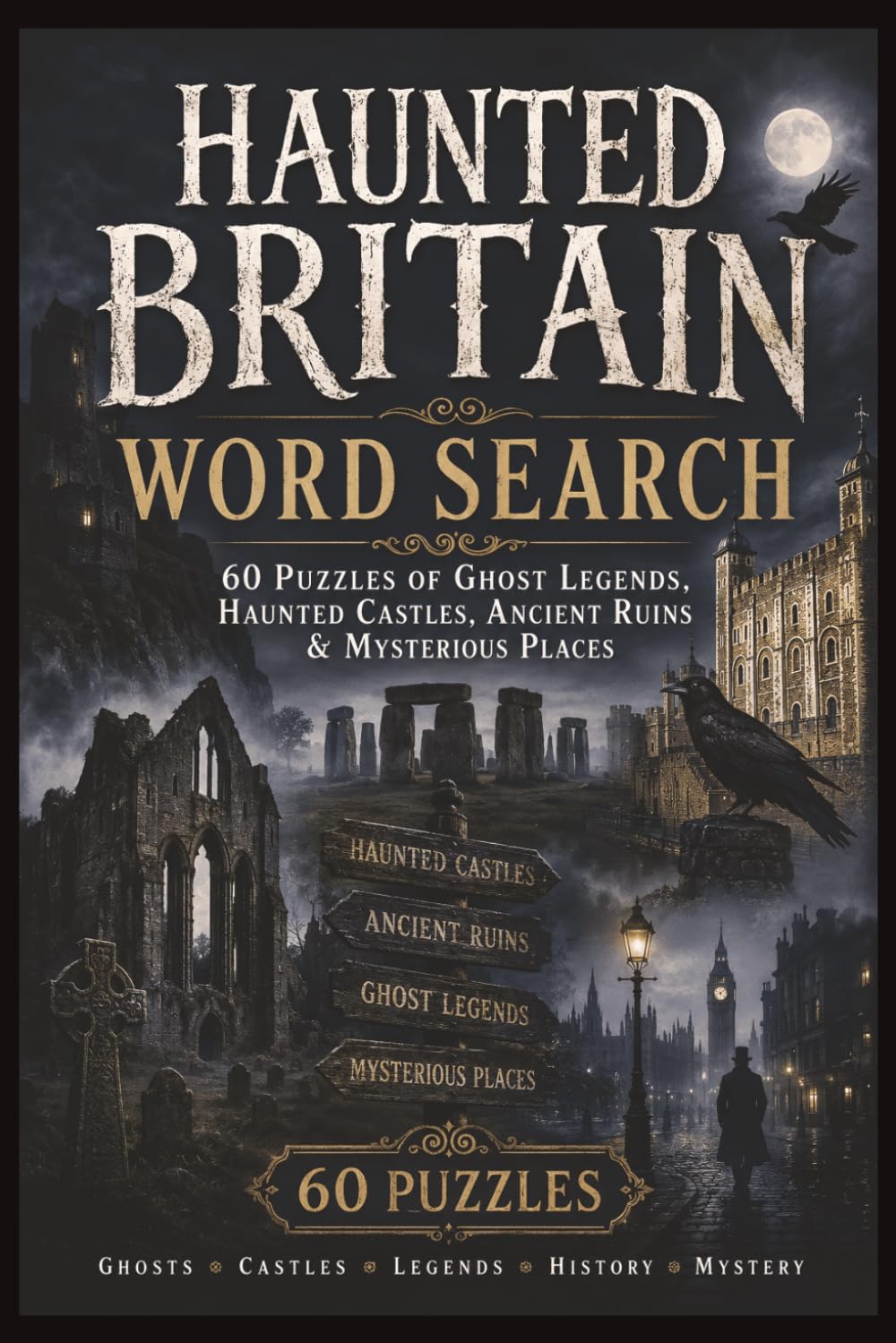 Haunted Britain Word Search: 60 Puzzles of Ghost Legends, Haunted Castles, Ancient Ruins & Mysterious Places