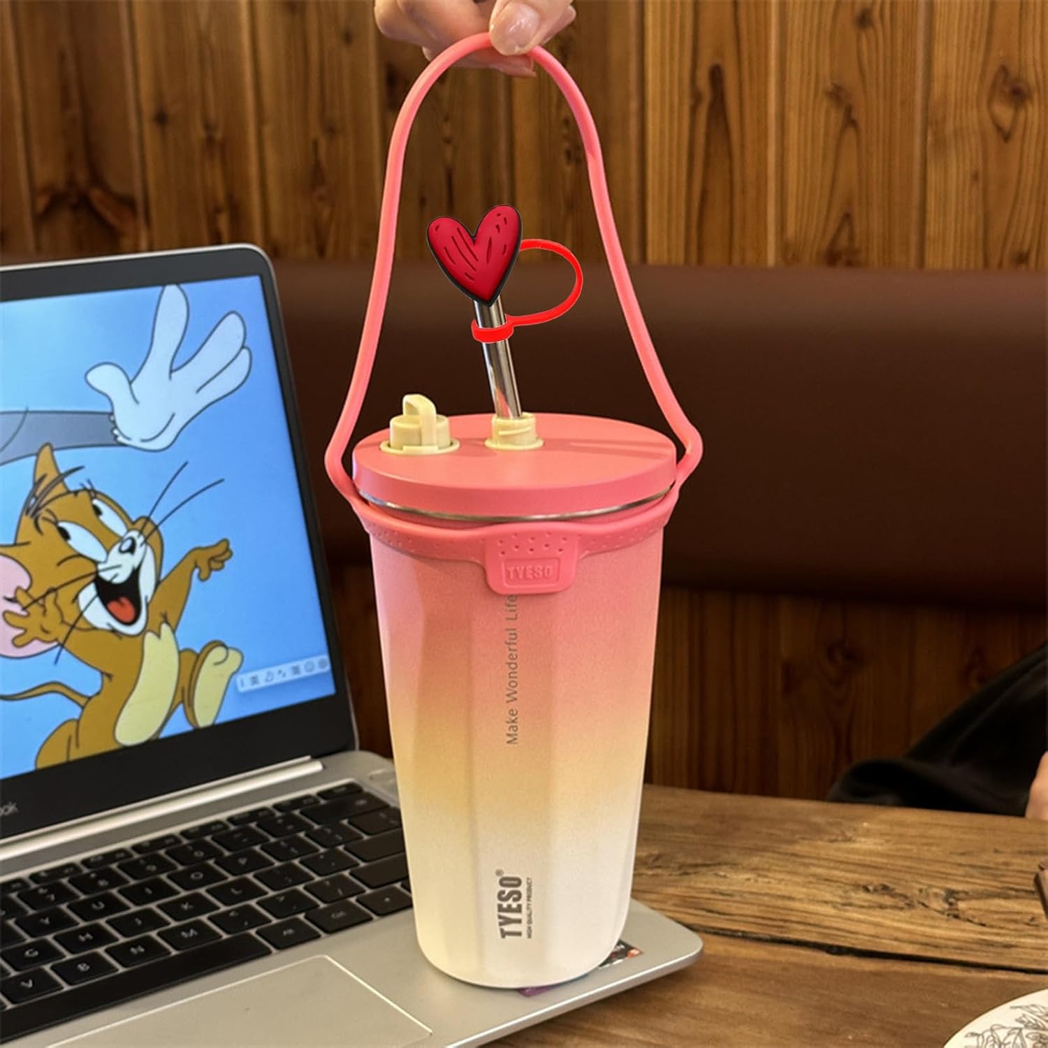Valentine's Day Straw Toppers 6Pcs Silicone Straw Covers Compatible with Stanley 30&40 Oz Tumbler, Lip Heart Car Valentines Design Straw Lids Cute 10mm 0.4in Valentines Day Party Cup Decorations - Image 3