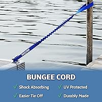 Vista 3 de Líneas de muelle, lazos y amortiguador de amarre elástico, fabricado en Estados Unidos (azul, 5 pies)