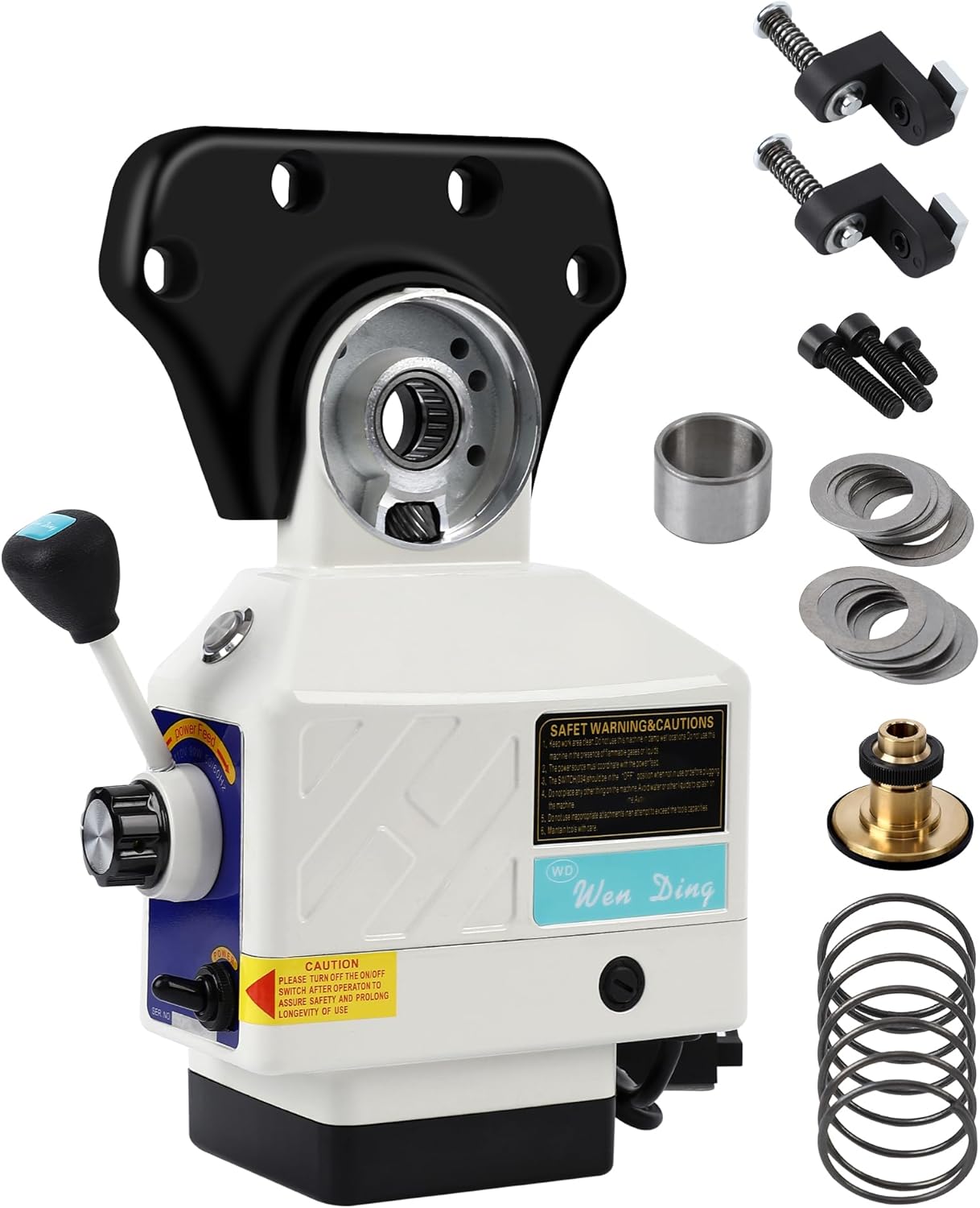 RIEDHOFF X-Axis Power Milling Machine, [450 LB Torque ] Power Feed Table Mill,110V, 0-200PRM Adjustable Rotate Speed for Bridgeport and Similar Knee Type Milling Machines,White