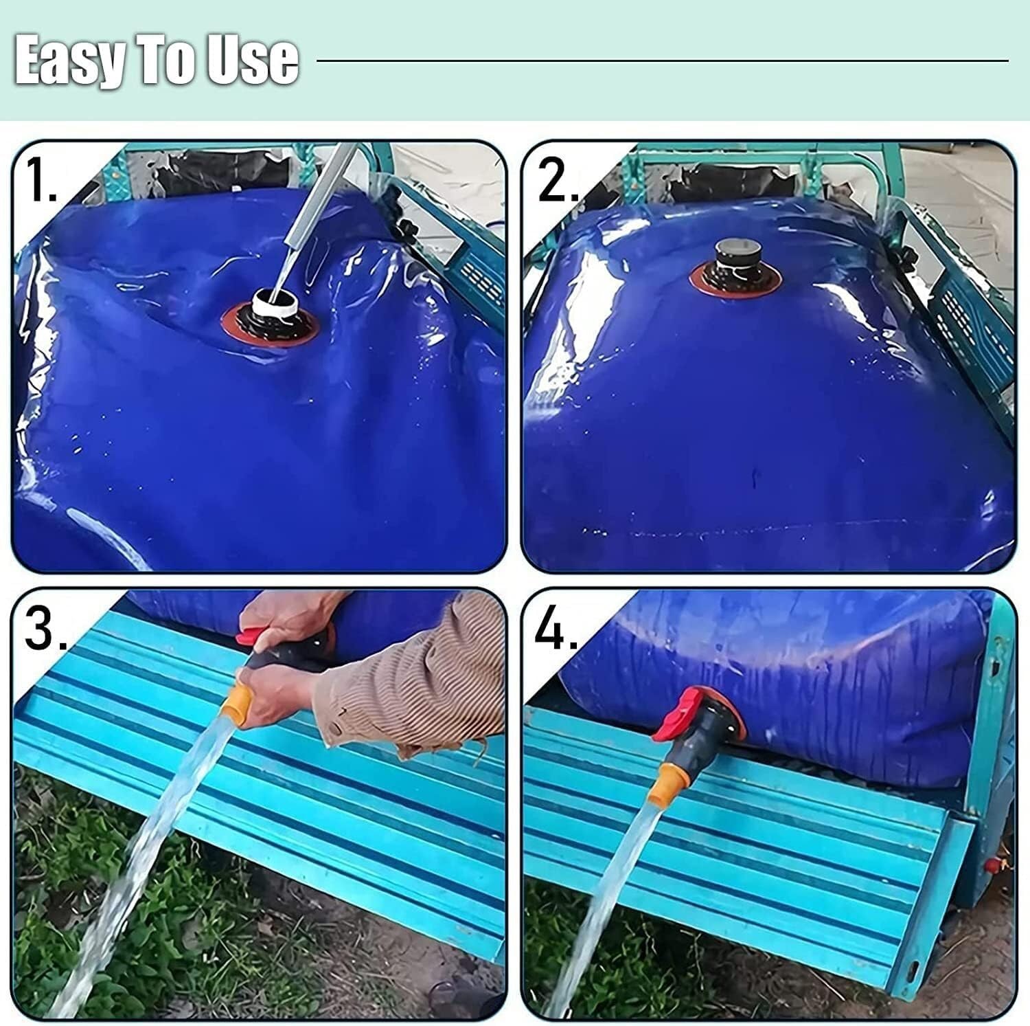 Bolsa de Almacenamiento de Agua de Resina con Grifo, Adecuada para depósitos de Agua de Emergencia en Obras de construcción y Camping, Bolsa de Agua (3000 litros/2 * 1,5 * 1 Metro)