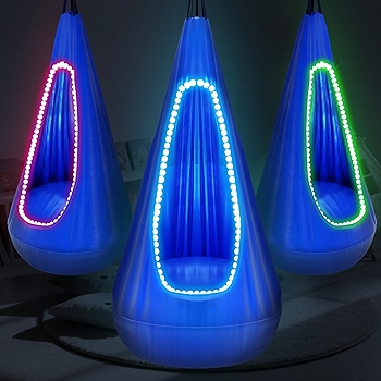 AIHSUMC Light Up Kids Pod Swing Seat with LED Lights and Inflatable Cushion