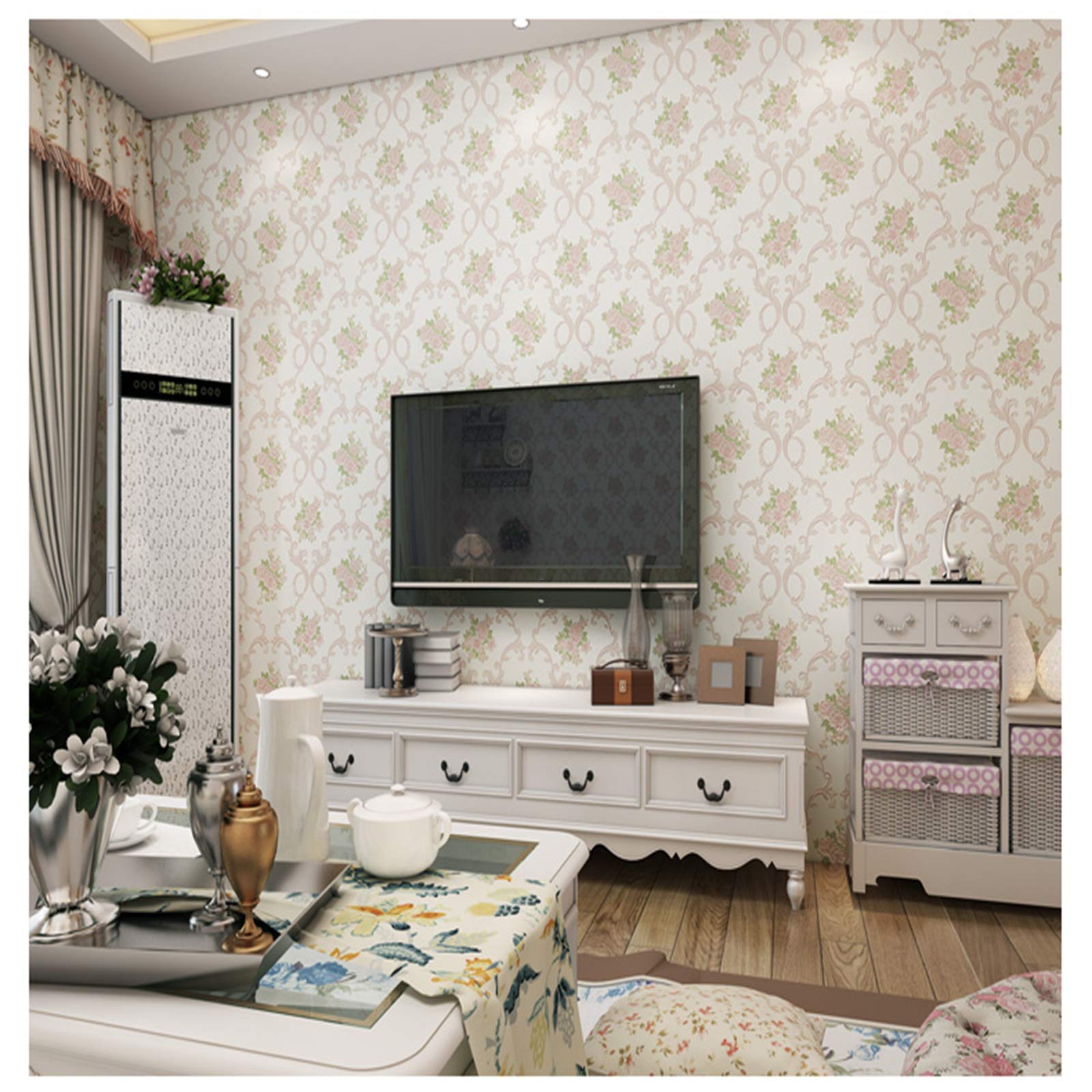 Carta da parati Carta Da Parati Autoadesiva, Stile Pastorale Carta Da Parati Non Tessuta, Adesivi Per Decorazione Della Parete Del Modello 3D Per Soggiorno E Camera Da Letto, 0.53x3m / 0.53x6m / 0.53x