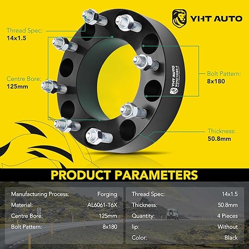 Miniatura 10 de YHTAUTO Espaciadores de rueda de 2.03 x 7.7 pulgadas para modelos Chevrolet y GMC, Silverado Sierra 2500 3500 2011-2022, Silverado 2500 2011-2018 8