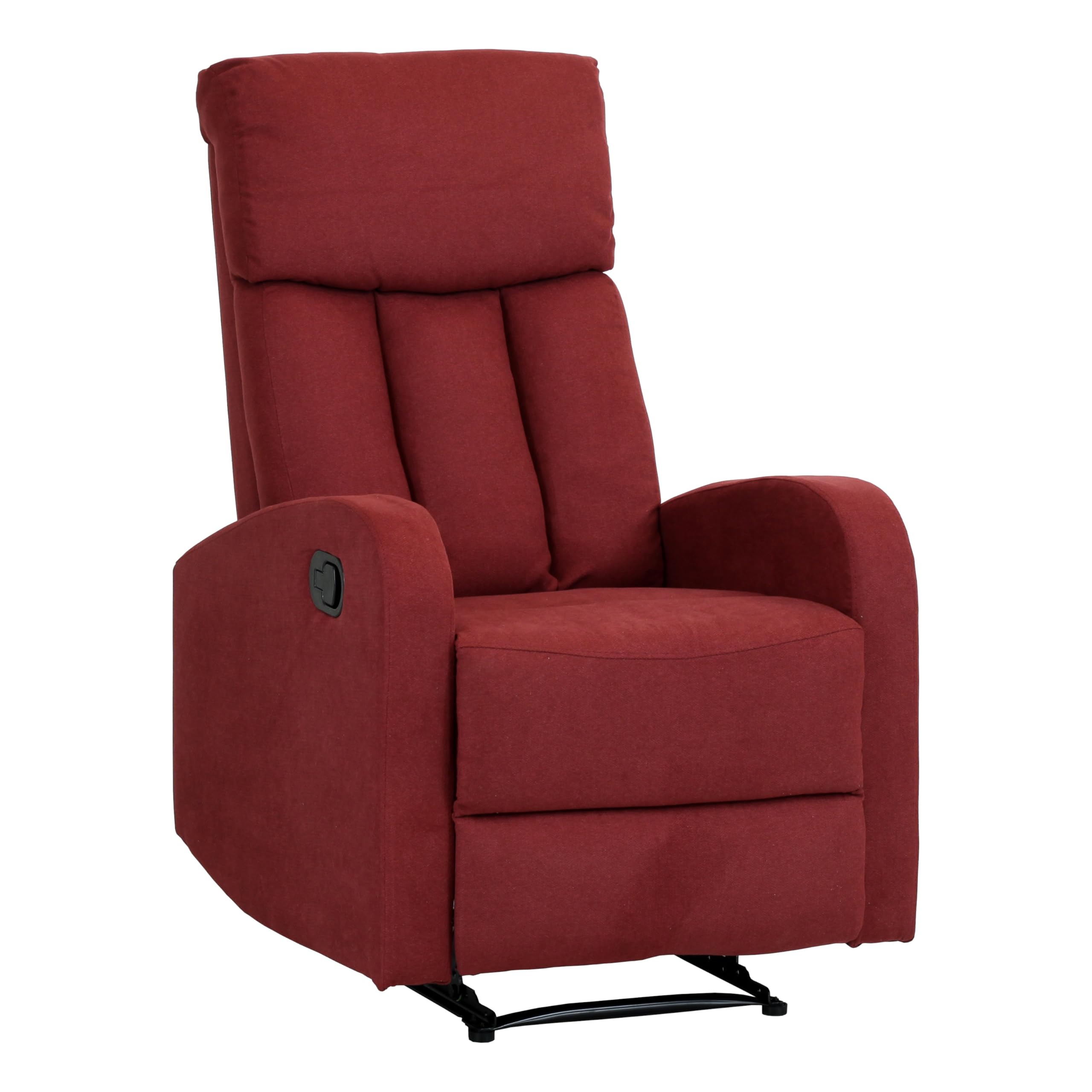Totò Piccinni Poltrona LEON Relax Reclinabile con leva Manuale con Poggiapiedi Imbottita Confortevole (Tessuto Bordeaux)
