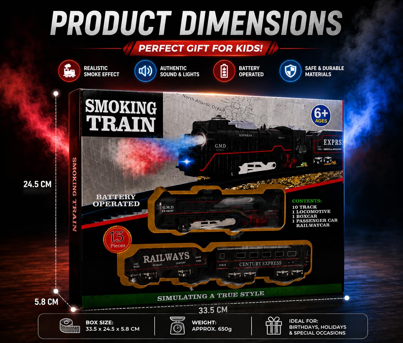 Rechargeable Toy Train Set with Smoke & Sound -6 Rechargeable Toy Train Set with Smoke & Sound -6