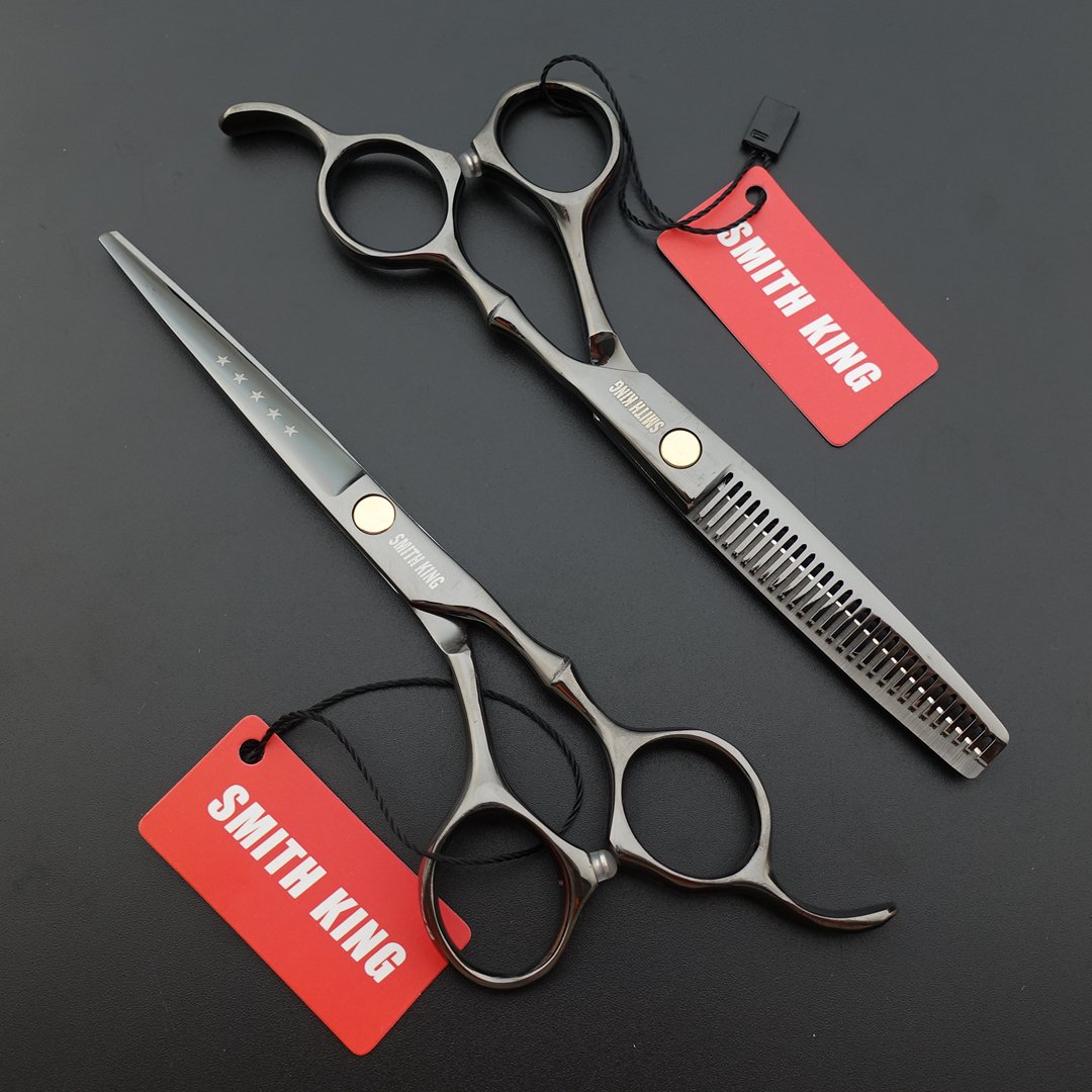6.0 Inches Professional hair cutting thinning scissors set with razor (Gray) image 2