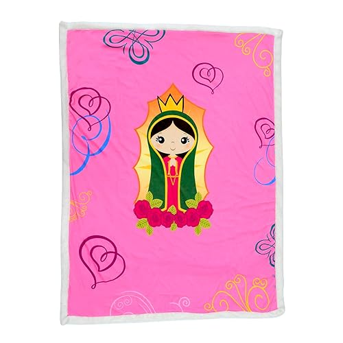 Miniatura 1 de Linzy 62312 - Manta doble de felpa para bebé, Virgen María, Nuestra Señora de Guadalupe, manta doble súper suave para bebé (50 x 40 pulgadas), rosa,