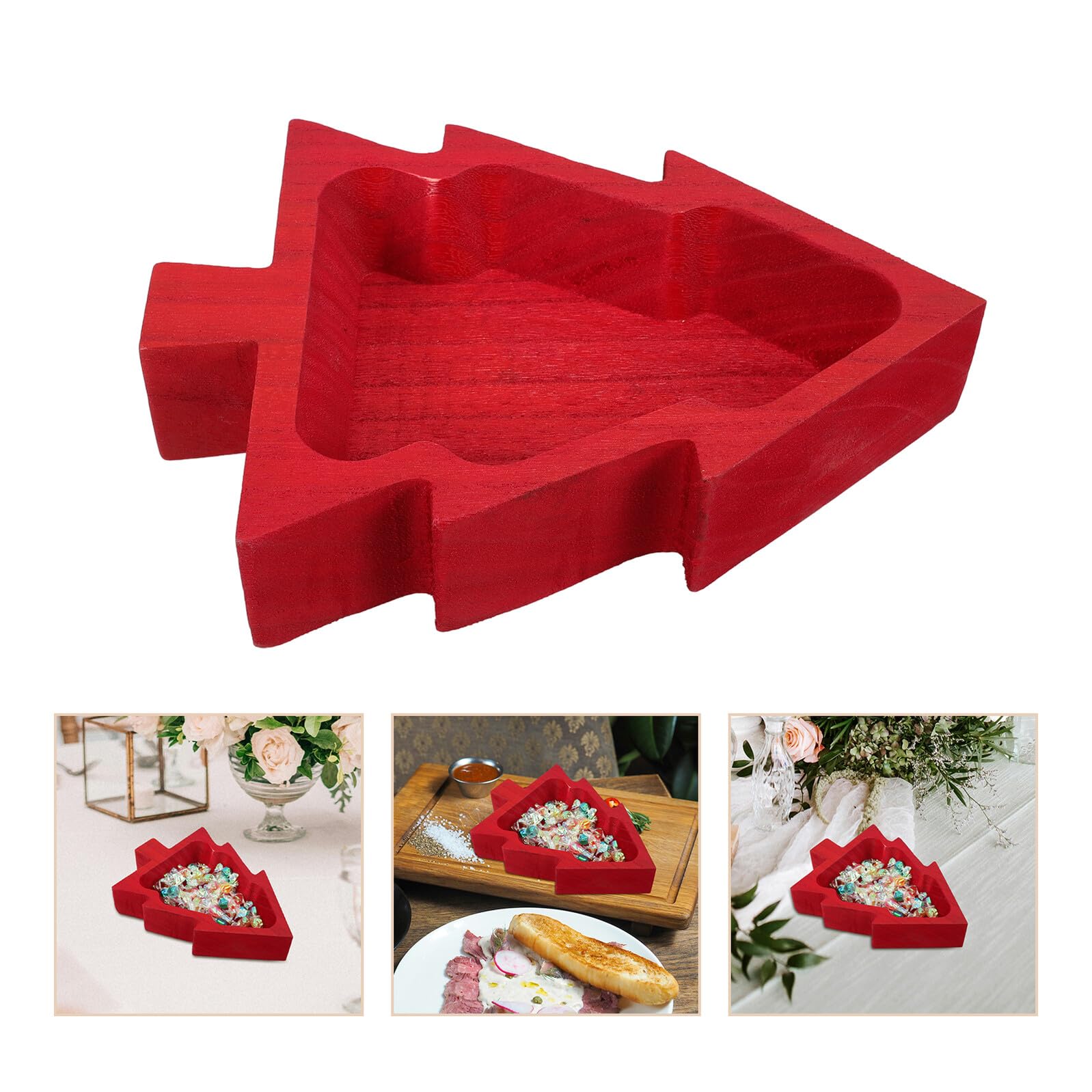 CHILDWEET Bandeja de Madera Forma de Árbol de Navidad para Servir Aperitivos y Postres Plato Seccional Reutilizable para Frutas y Snacks Fiestas y Reuniones Familiares