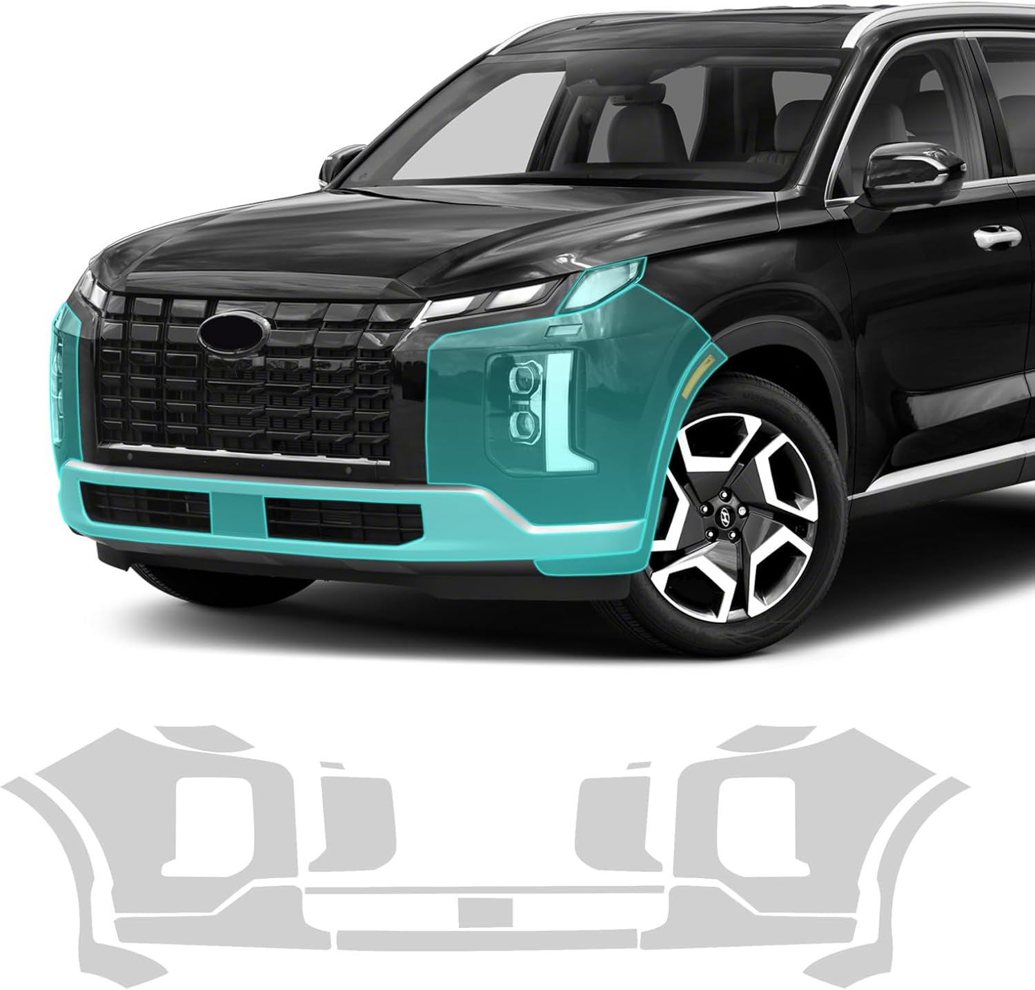 for Hyundai Palisade 2023 2024 2025 TPU PPF HD Paint Protective Film Custom Fit Anti Scratch Self Healing Shield Guard with Install Kit Finishing Accessories for Bumper and Headlight Kit