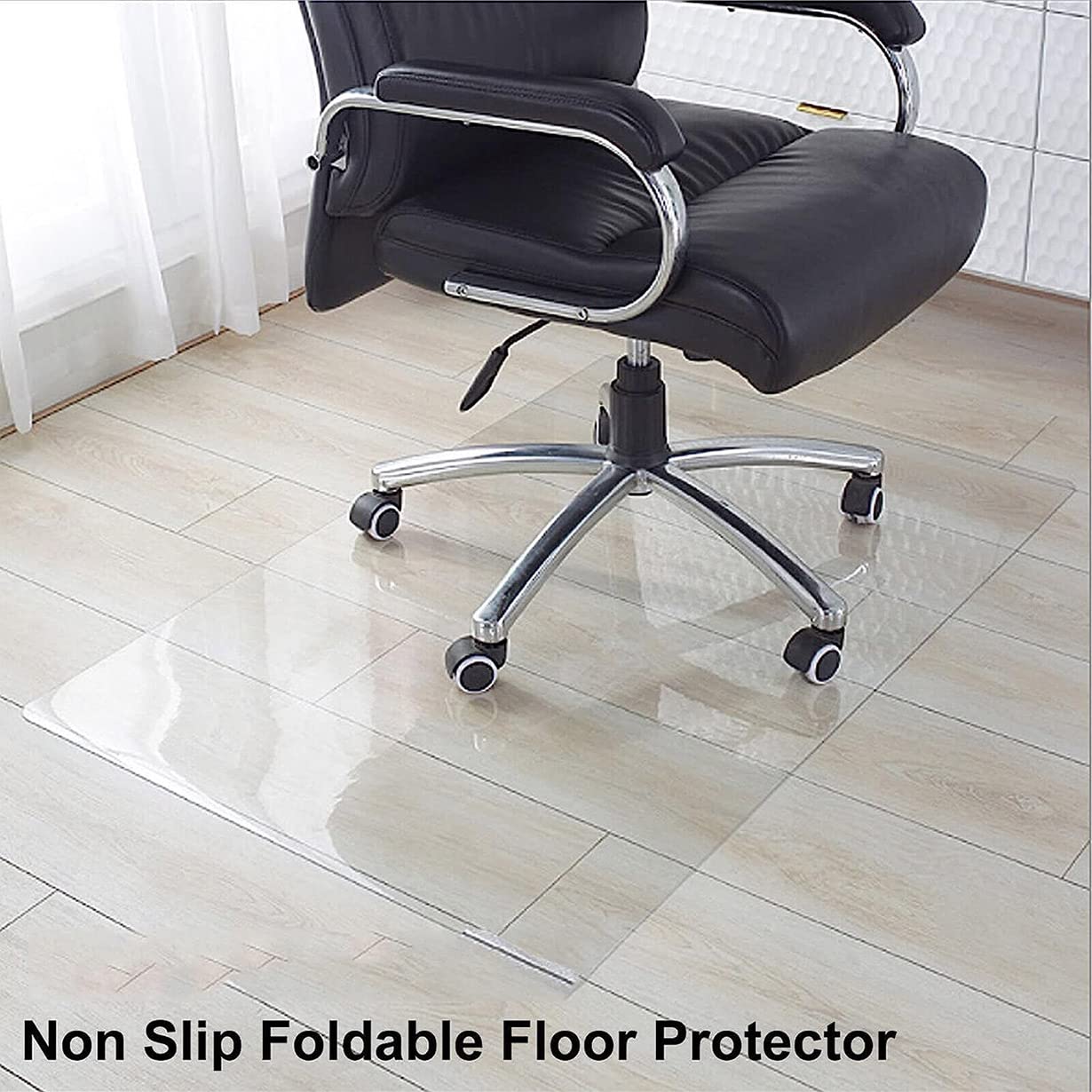 Protector de suelo redondo transparente para sillas de oficina y sillas de ruedas, antideslizante, 100 x 100 cm, transparente, ideal para alfombras y suelos duros