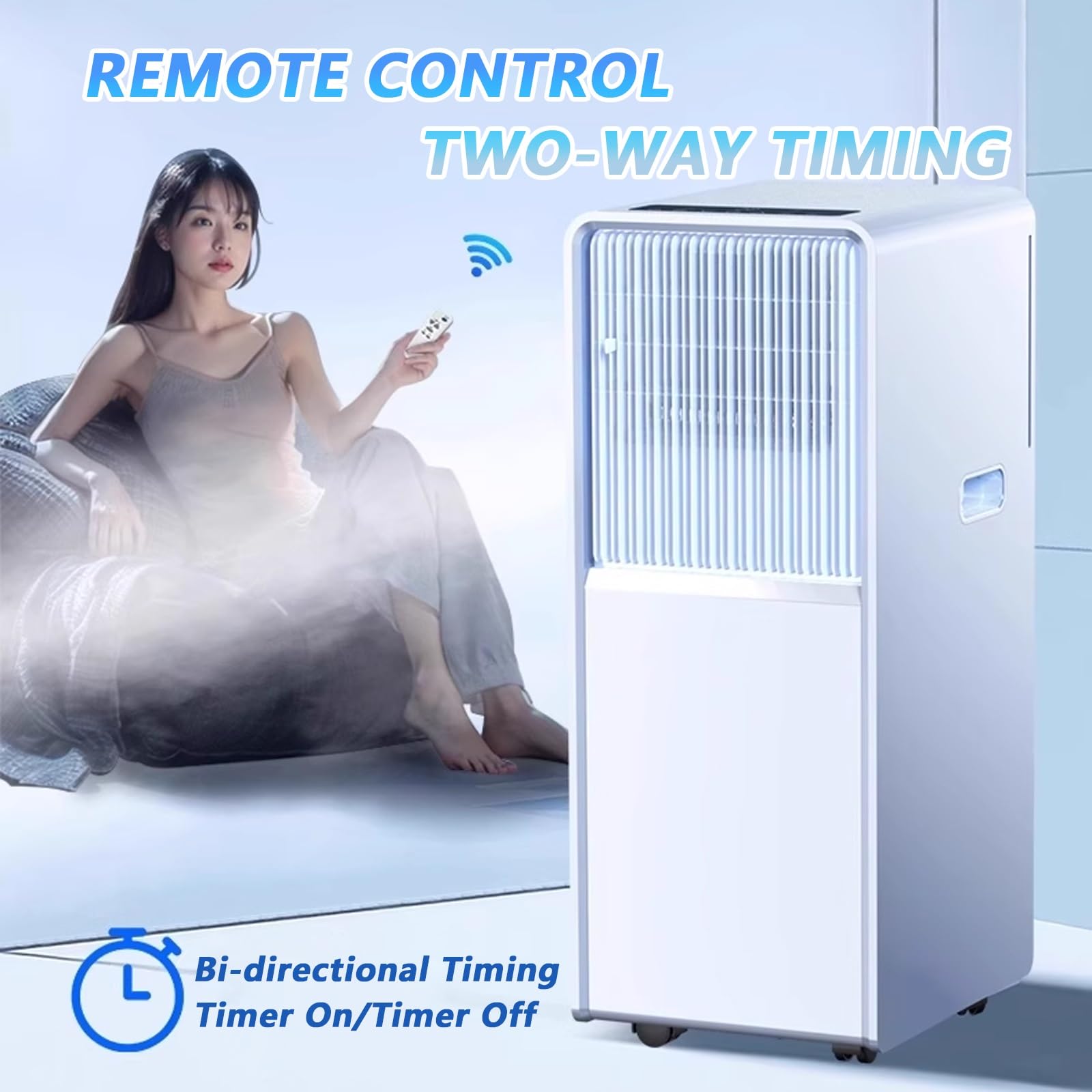 Condizionatore d'aria portatile 12000 BTU, 4-in-1 Ventilatore di deumidificatore di riscaldamento di raffreddamento, unità CA silenziosa per soggiorno camera da letto, telecomando, efficiente dal temp