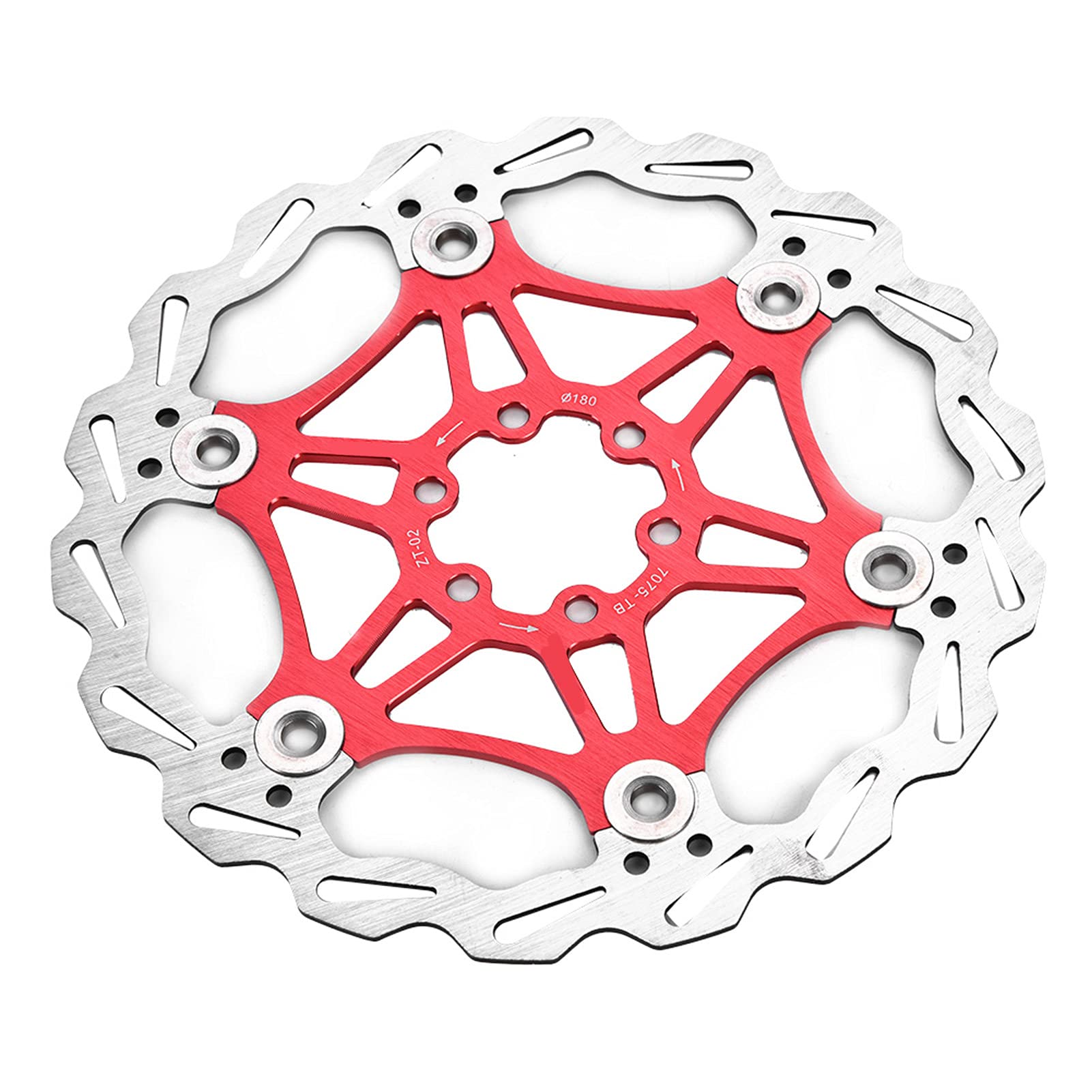 ZTTO 180mm 6 Bolts Mountain Floating Brake Disc Pad Cycling Accessory of Brake Disc Helps Reduce Disc Warp At Temperatures Brake DiscFloating DiscMountain Brake (Red)
