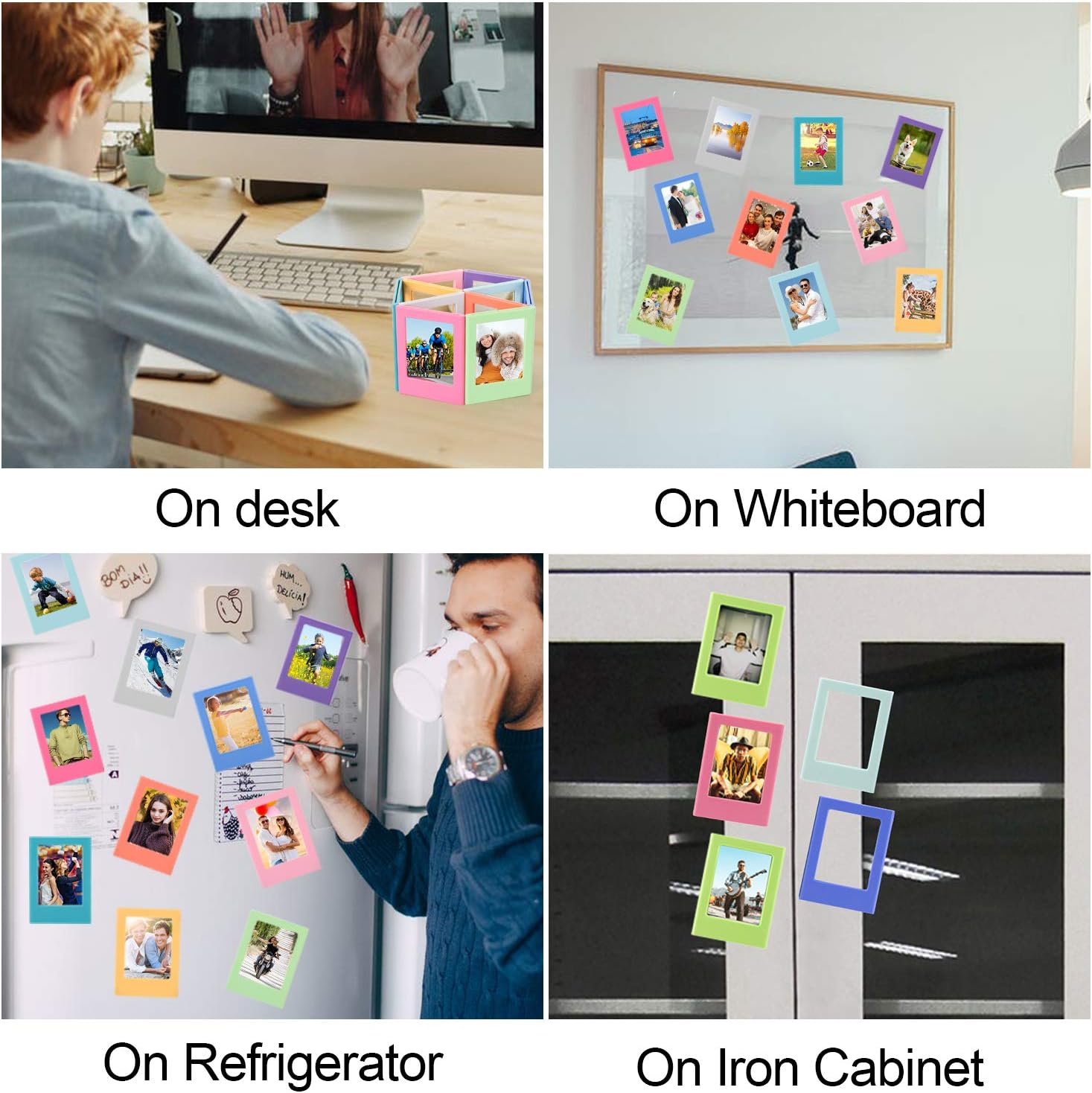 10 Color Picture Frame for Polaroid/Instax Photos, Plastic Refrigerator for Fridge