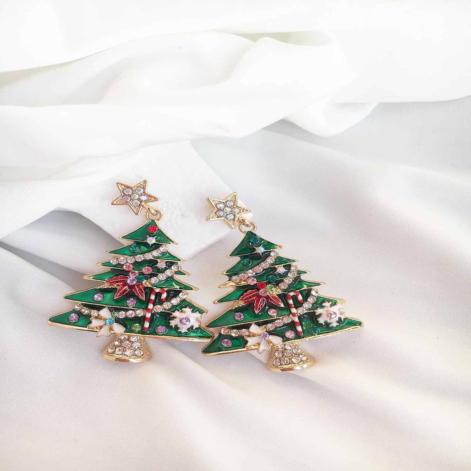 Christmas Holiday Dangle Earrings for Women Snowflake Earrings Cubic Zirconia Sparkle Snowflake Hook Dangle Drop Earrings for Women - Winter Holiday Xmas Christmas Jewelry Gifts - Image 7