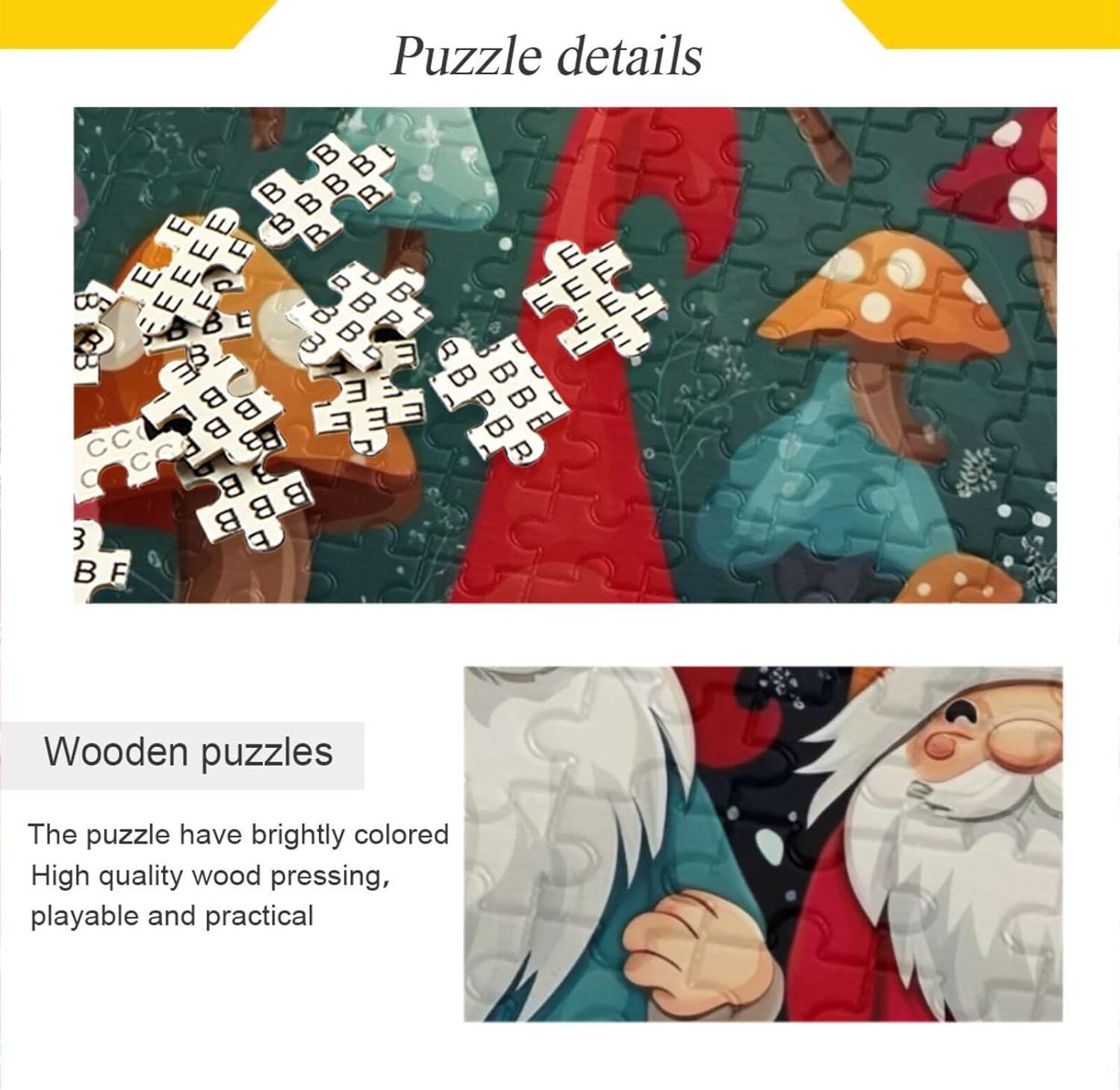 Christmas Gnome Puzzles for Adults and Kids 1000 Pieces, Wooden Jigsaw Puzzles, Happy Family Games Ideal