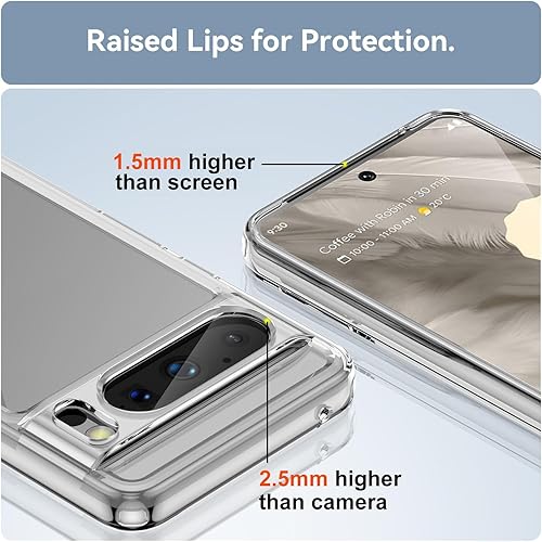 Miniatura 5 de Guarishel Funda para Google Pixel 8 Pro 4 bolsas de aire integradas no amarillento Funda protectora de grado militar a prueba de golpes para Google