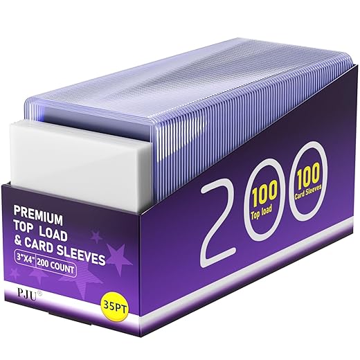 200 Card Sleeves Top Loaders for Cards, Toploaders Premium Baseball Card Sleeve Hard Plastic, 3" x 4" Trading Cards Holder, Sports Protectors(100 Toploaders + 100 Penny Sleeves)