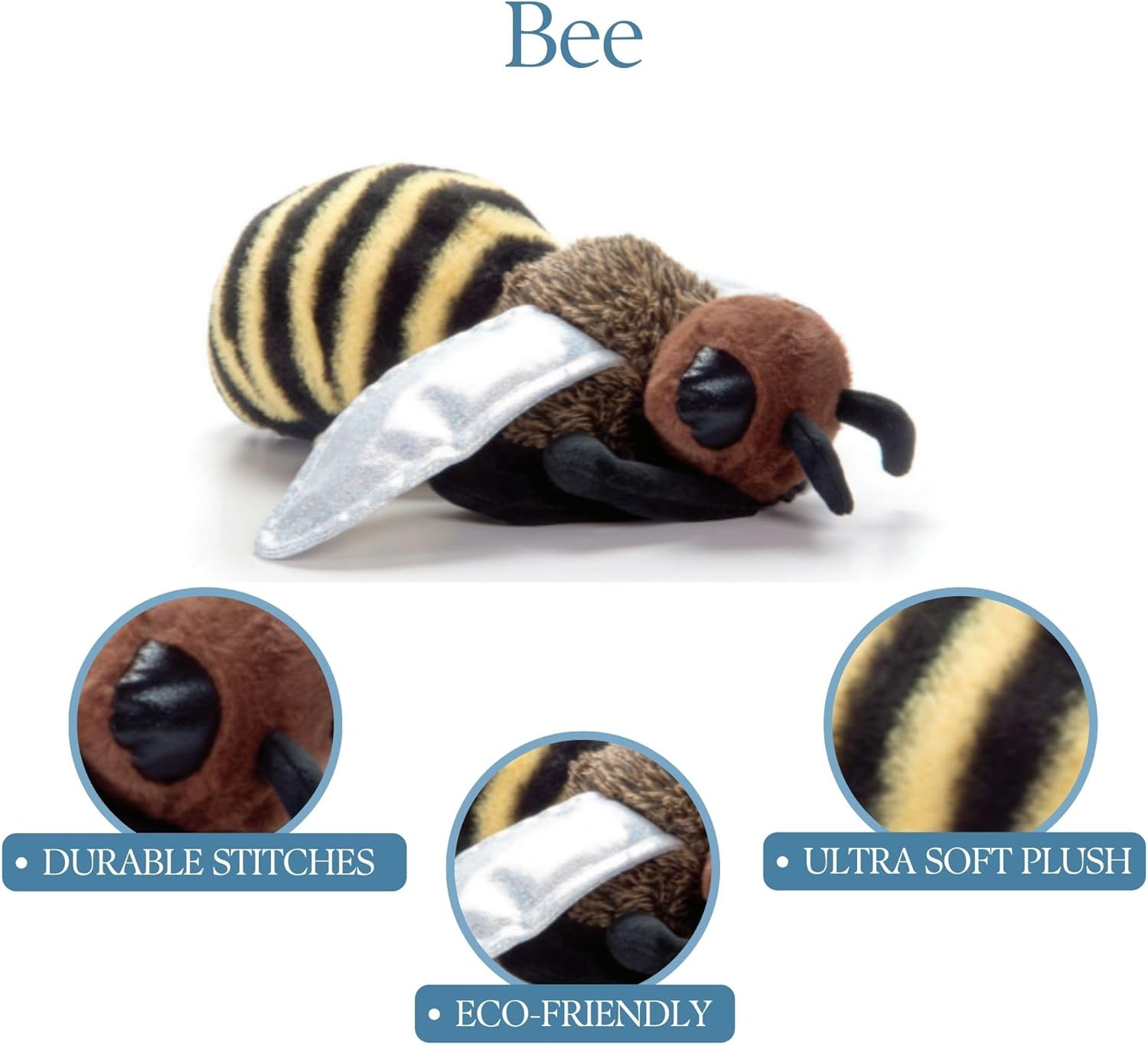 The Petting Zoo Bee Stuffed Animal Plushie, Gifts for Kids, Wild Onez Insect Animals, Yellow Bee Plush Toy, 12 inches