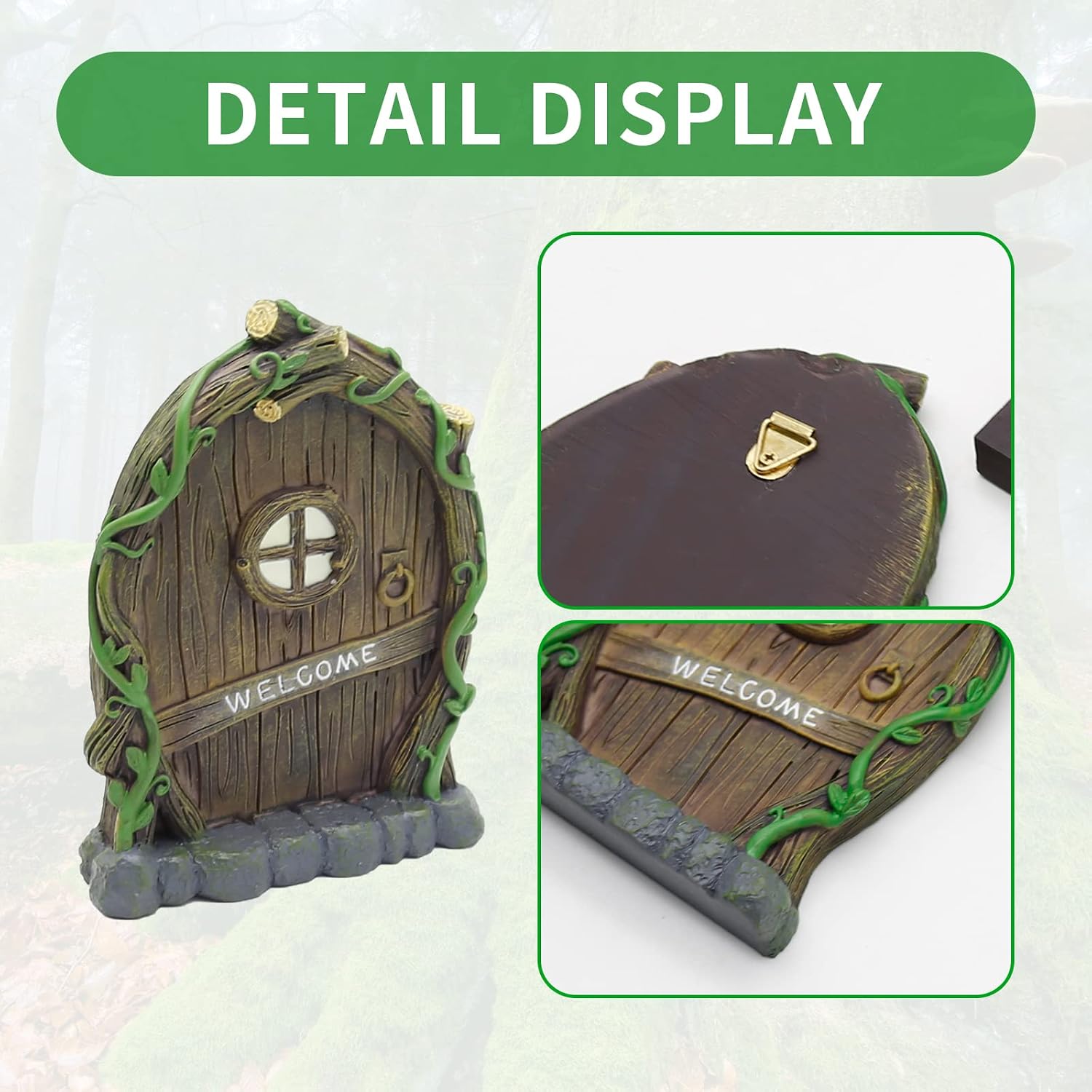 Fairy Doors for Trees, Fairy Garden Gnome Door Window with Lamp