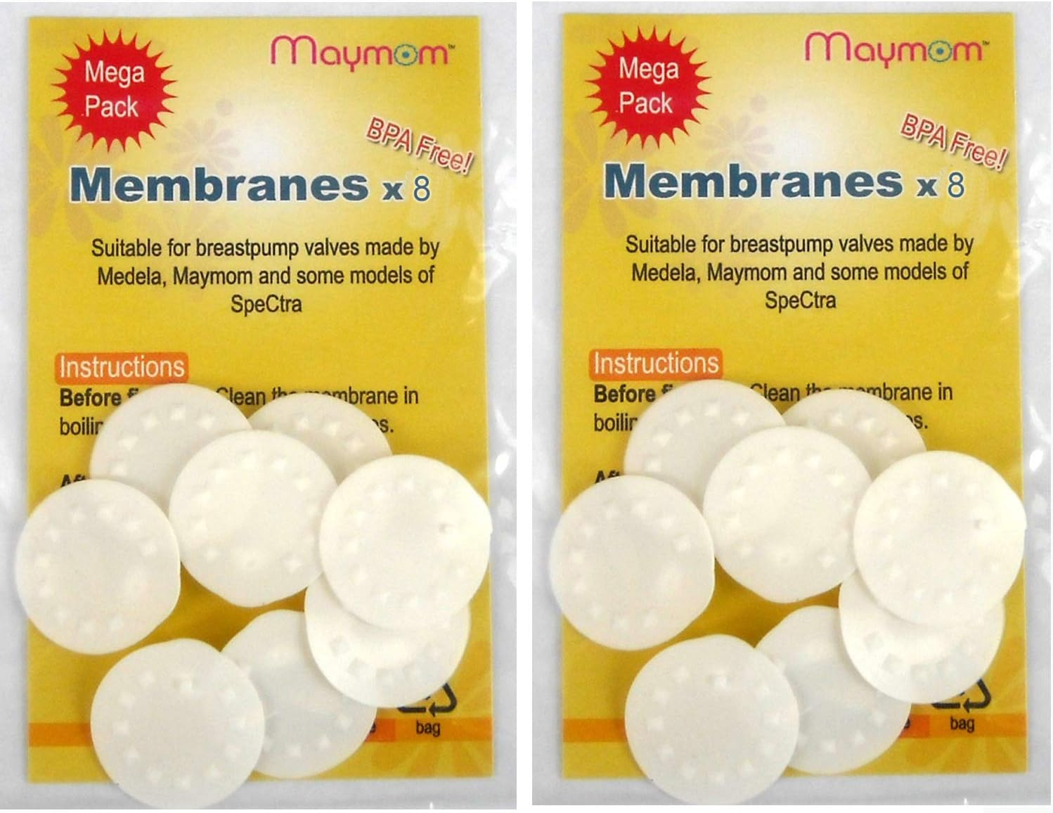Membranes Compatible with Medela Breastpumps, Suitable for Lactina, Manual Freestyle, Symphony, Swing, Pump in Style Pumps, Part # 87088 (White, 16pc)